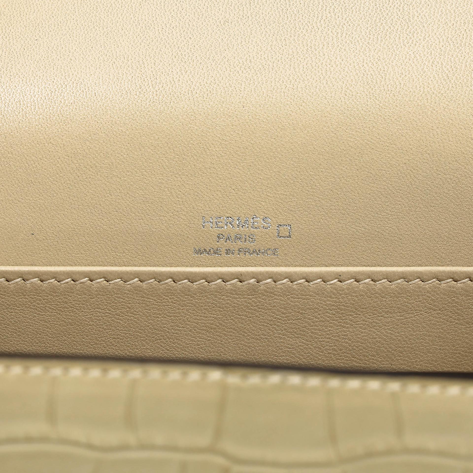 Very Good ( Rank A) HERMÈS Roulis Mini Ombre (1B) Vanille (Y1) Lizard Matte Alligator Palladium hardware X (2016) - 15
