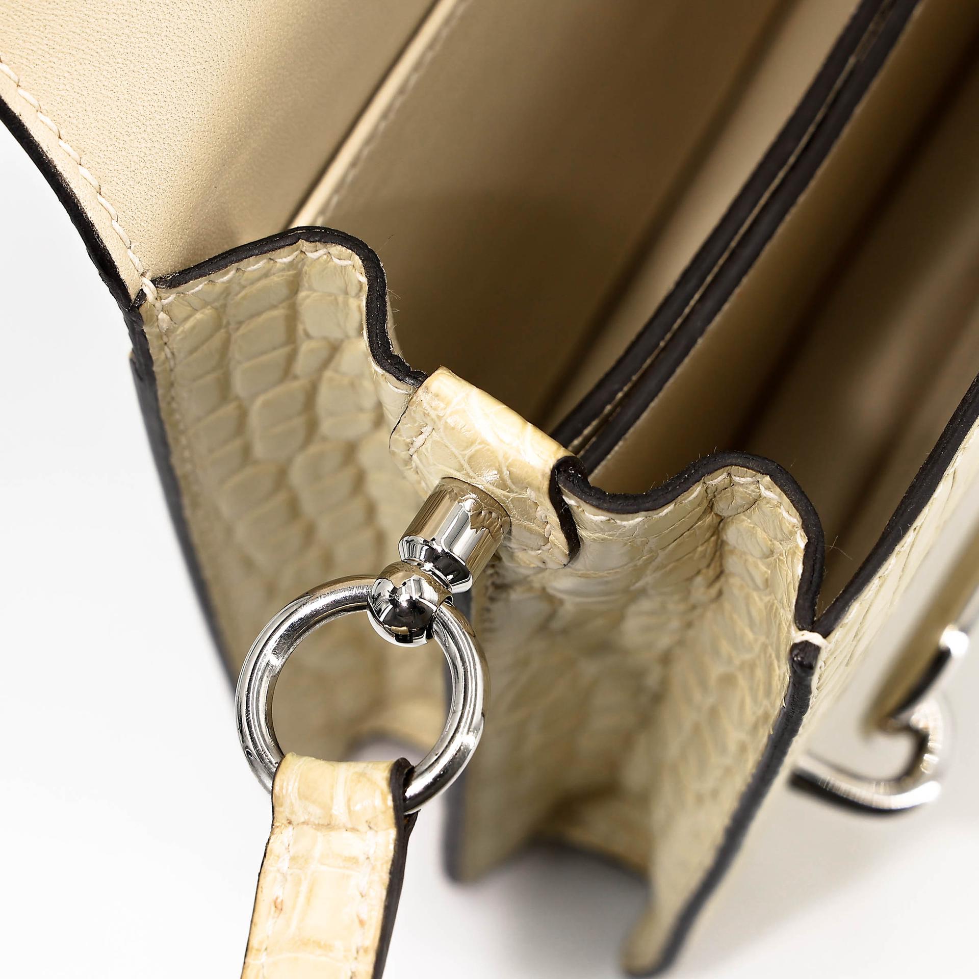 Very Good ( Rank A) HERMÈS Roulis Mini Ombre (1B) Vanille (Y1) Lizard Matte Alligator Palladium hardware X (2016) - 18