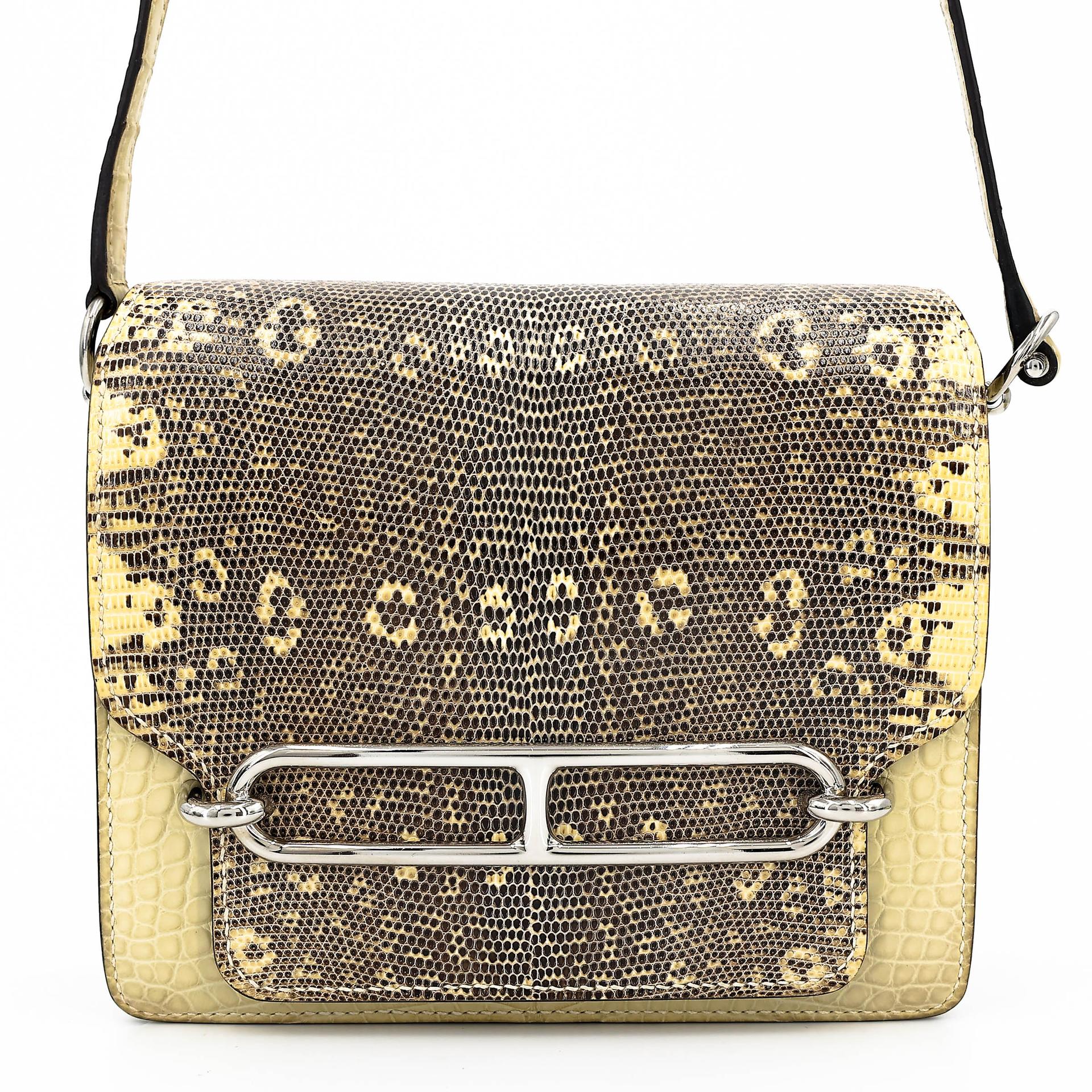 Very Good ( Rank A) HERMÈS Roulis Mini Ombre (1B) Vanille (Y1) Lizard Matte Alligator Palladium hardware X (2016) - 1
