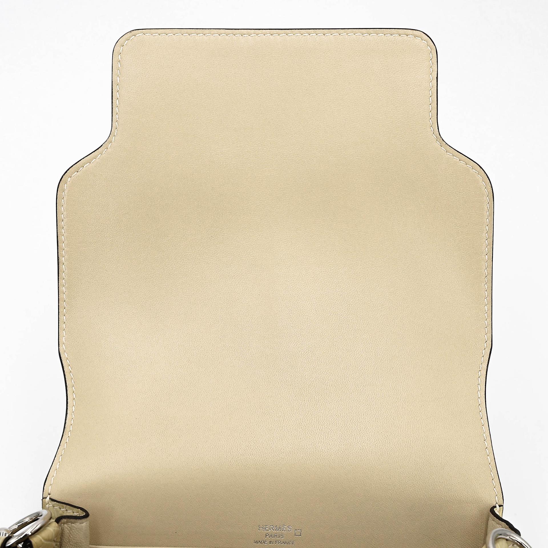 Very Good ( Rank A) HERMÈS Roulis Mini Ombre (1B) Vanille (Y1) Lizard Matte Alligator Palladium hardware X (2016) - 14
