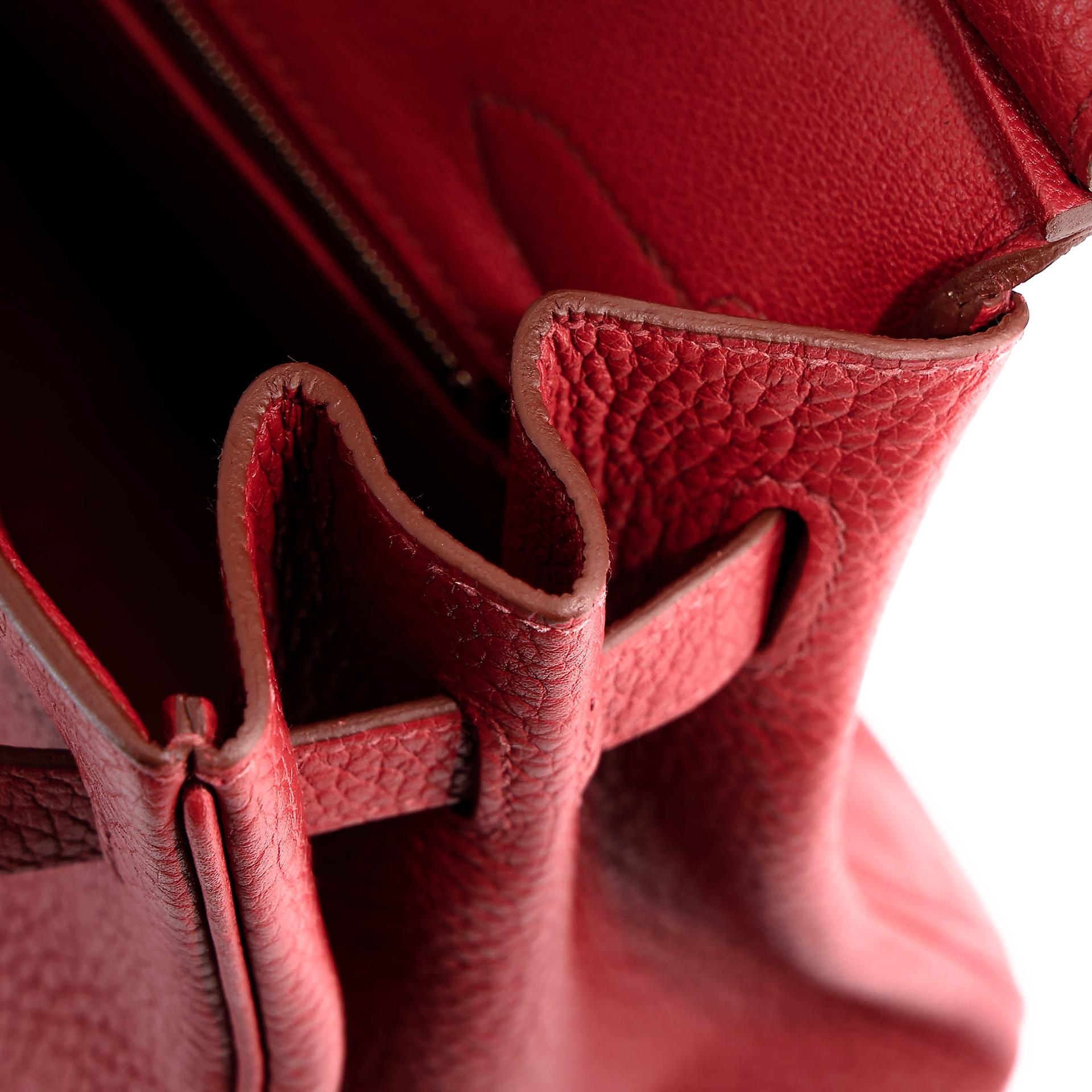 Good ( Rank AB) HERMÈS Birkin 30 Rouge Vif (53) Togo Palladium hardware Square Q (2013) - 28