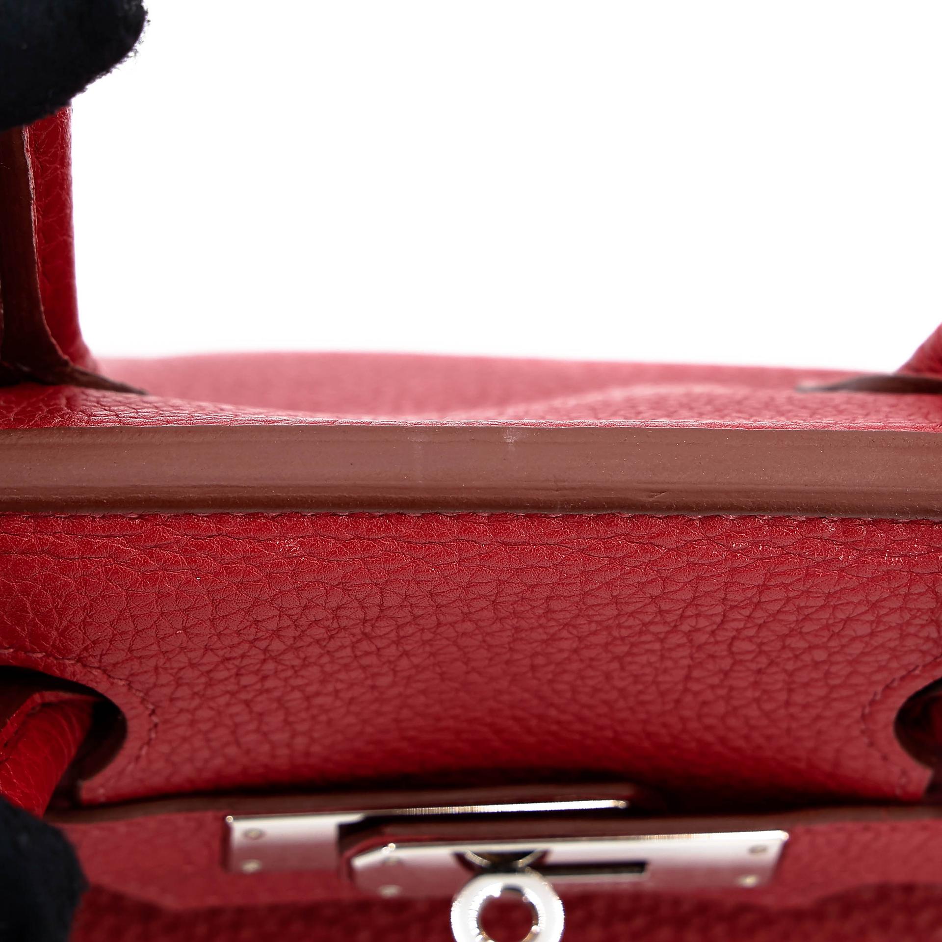 Good ( Rank AB) HERMÈS Birkin 30 Rouge Vif (53) Togo Palladium hardware Square Q (2013) - 12
