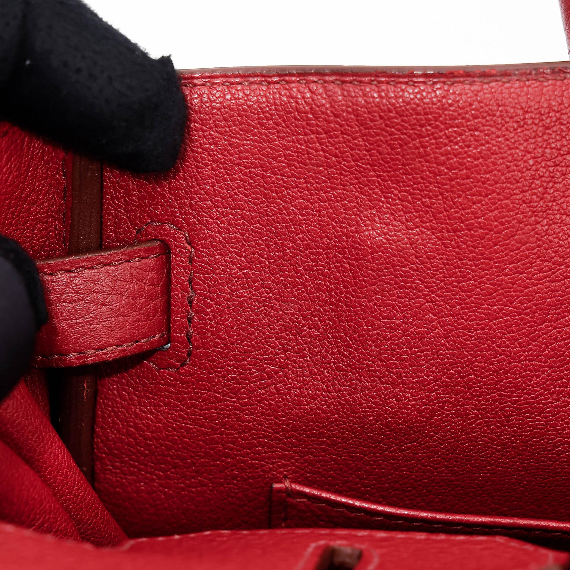 Good ( Rank AB) HERMÈS Birkin 30 Rouge Vif (53) Togo Palladium hardware Square Q (2013) - 24