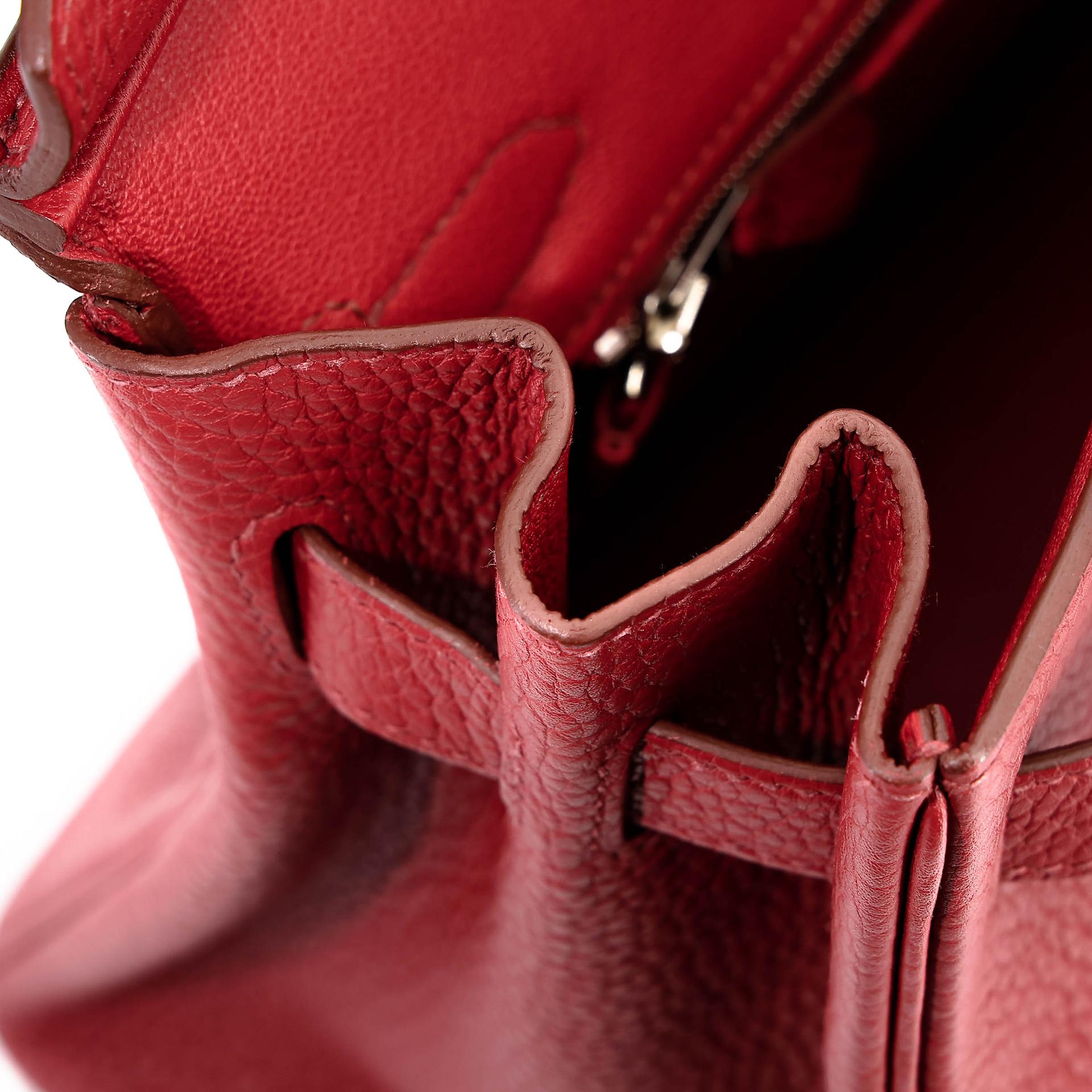 Good ( Rank AB) HERMÈS Birkin 30 Rouge Vif (53) Togo Palladium hardware Square Q (2013) - 29