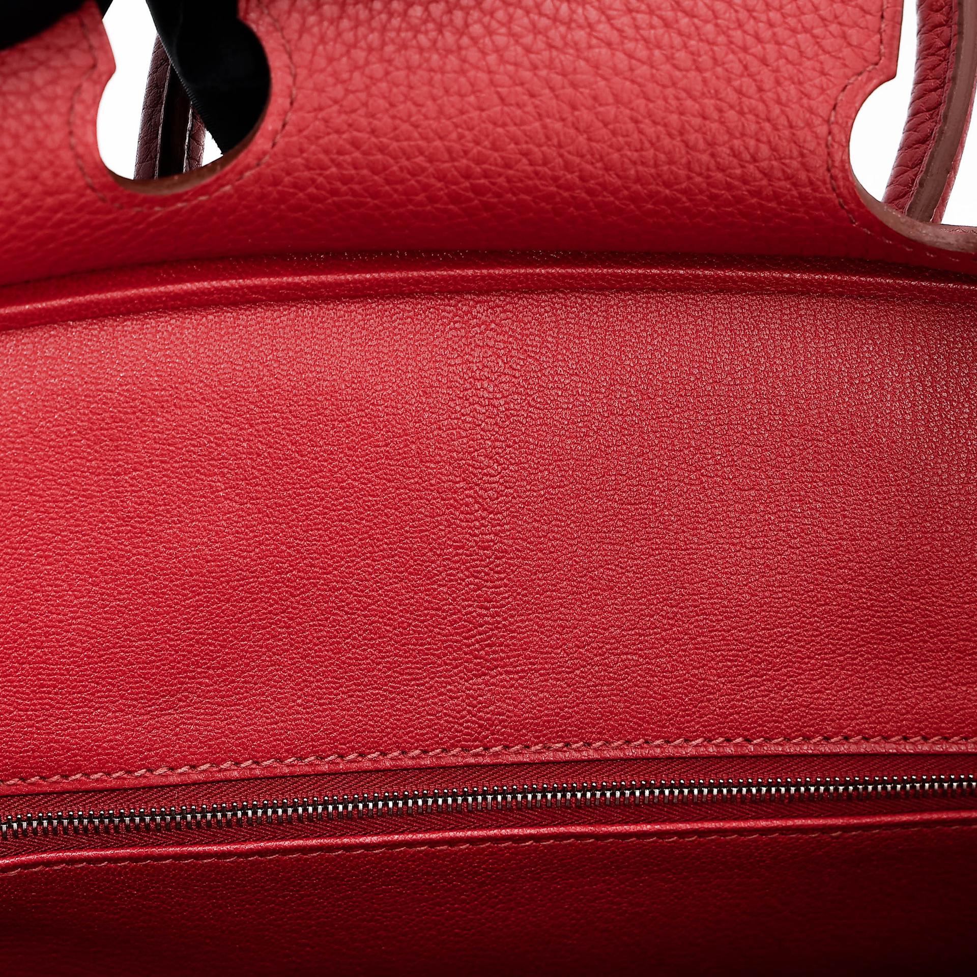 Good ( Rank AB) HERMÈS Birkin 30 Rouge Vif (53) Togo Palladium hardware Square Q (2013) - 25