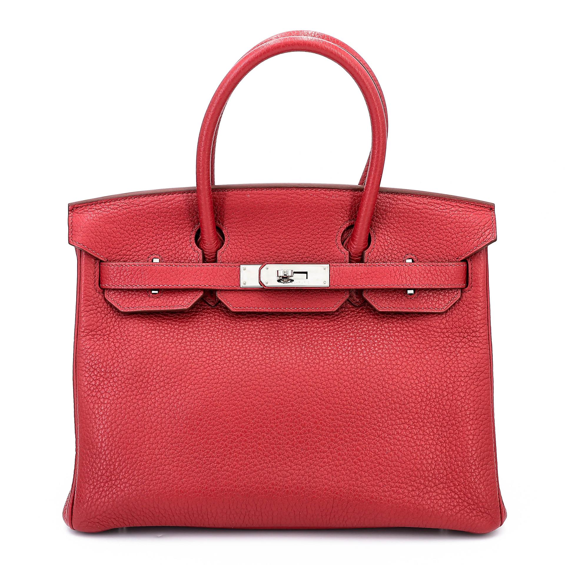 Good ( Rank AB) HERMÈS Birkin 30 Rouge Vif (53) Togo Palladium hardware Square Q (2013) - 1