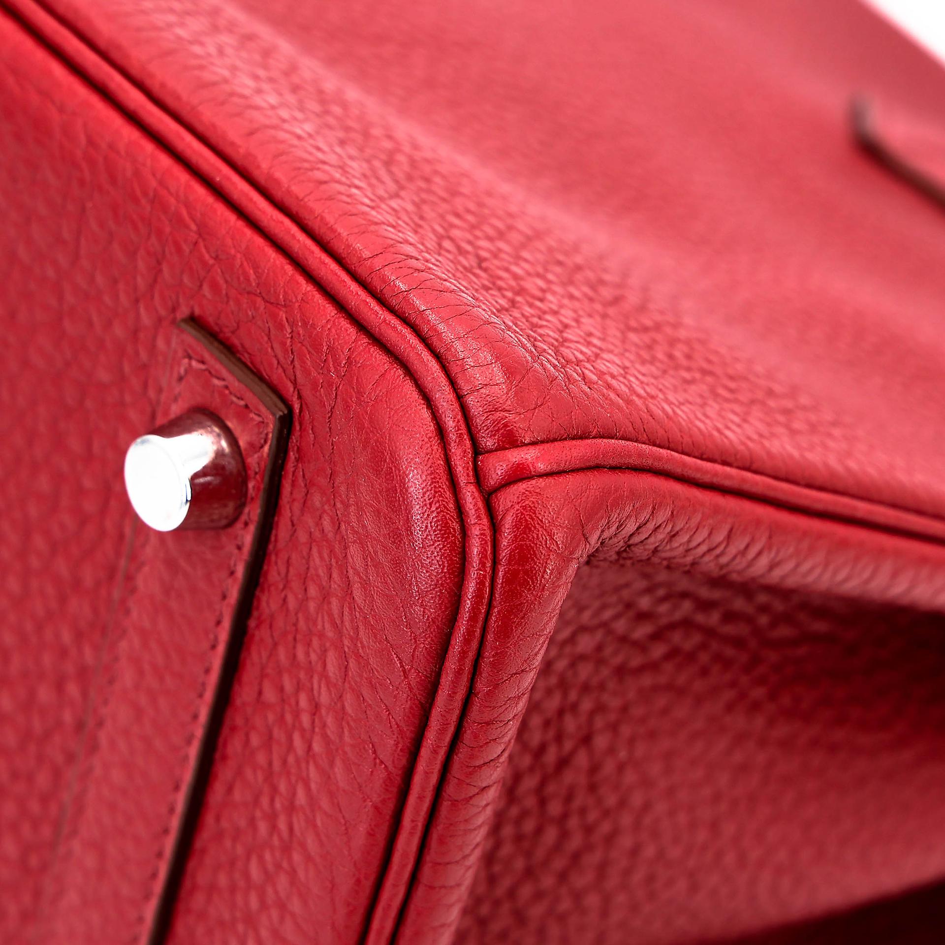 Good ( Rank AB) HERMÈS Birkin 30 Rouge Vif (53) Togo Palladium hardware Square Q (2013) - 10