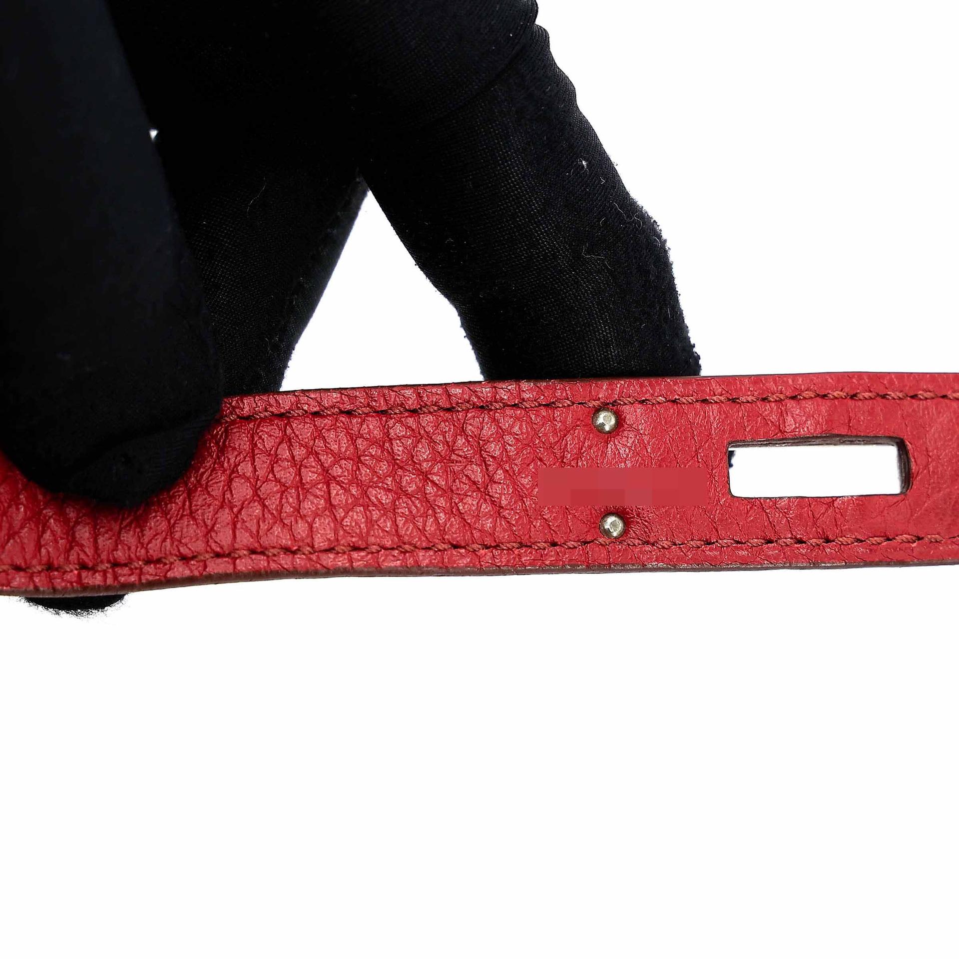 Good ( Rank AB) HERMÈS Birkin 30 Rouge Vif (53) Togo Palladium hardware Square Q (2013) - 15