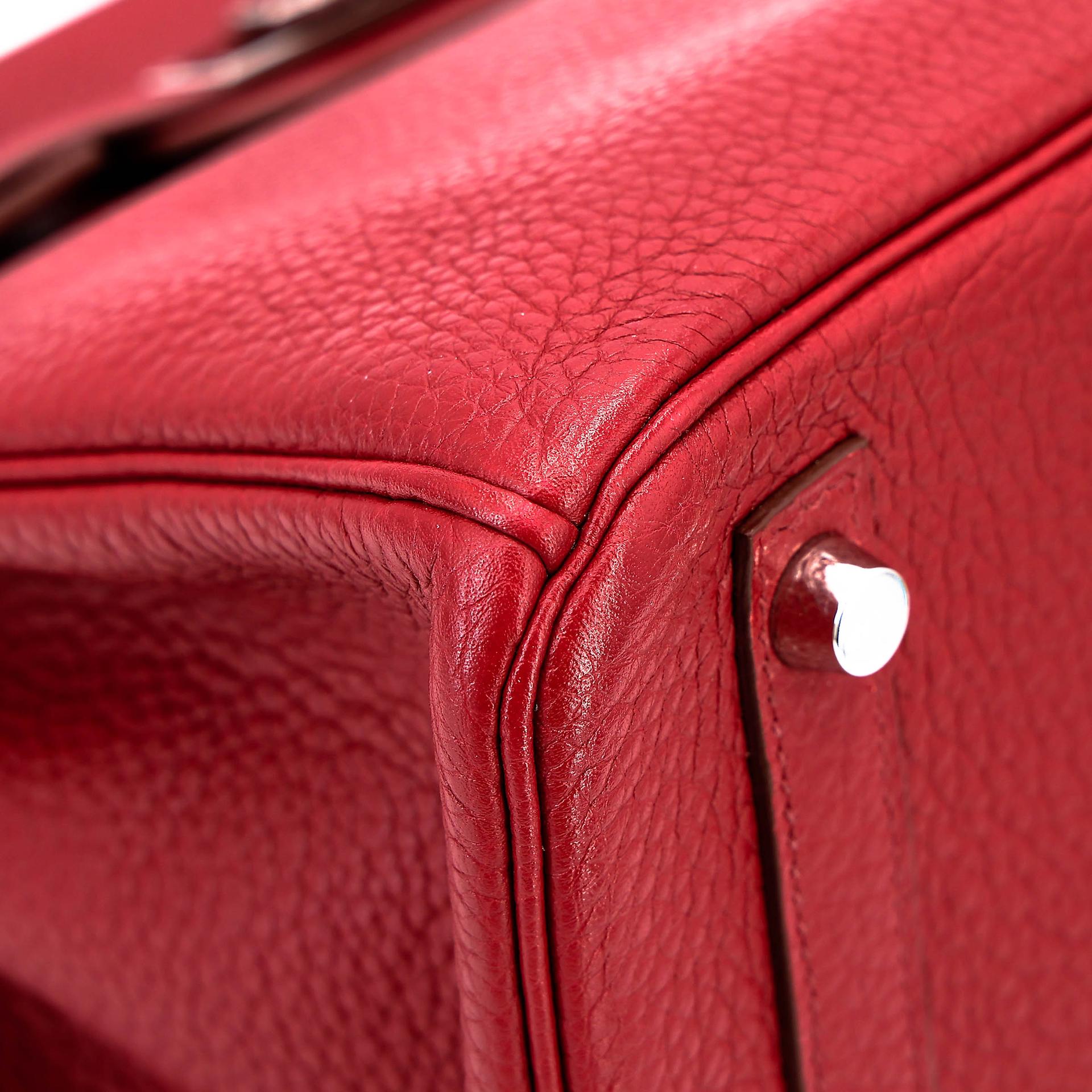 Good ( Rank AB) HERMÈS Birkin 30 Rouge Vif (53) Togo Palladium hardware Square Q (2013) - 9