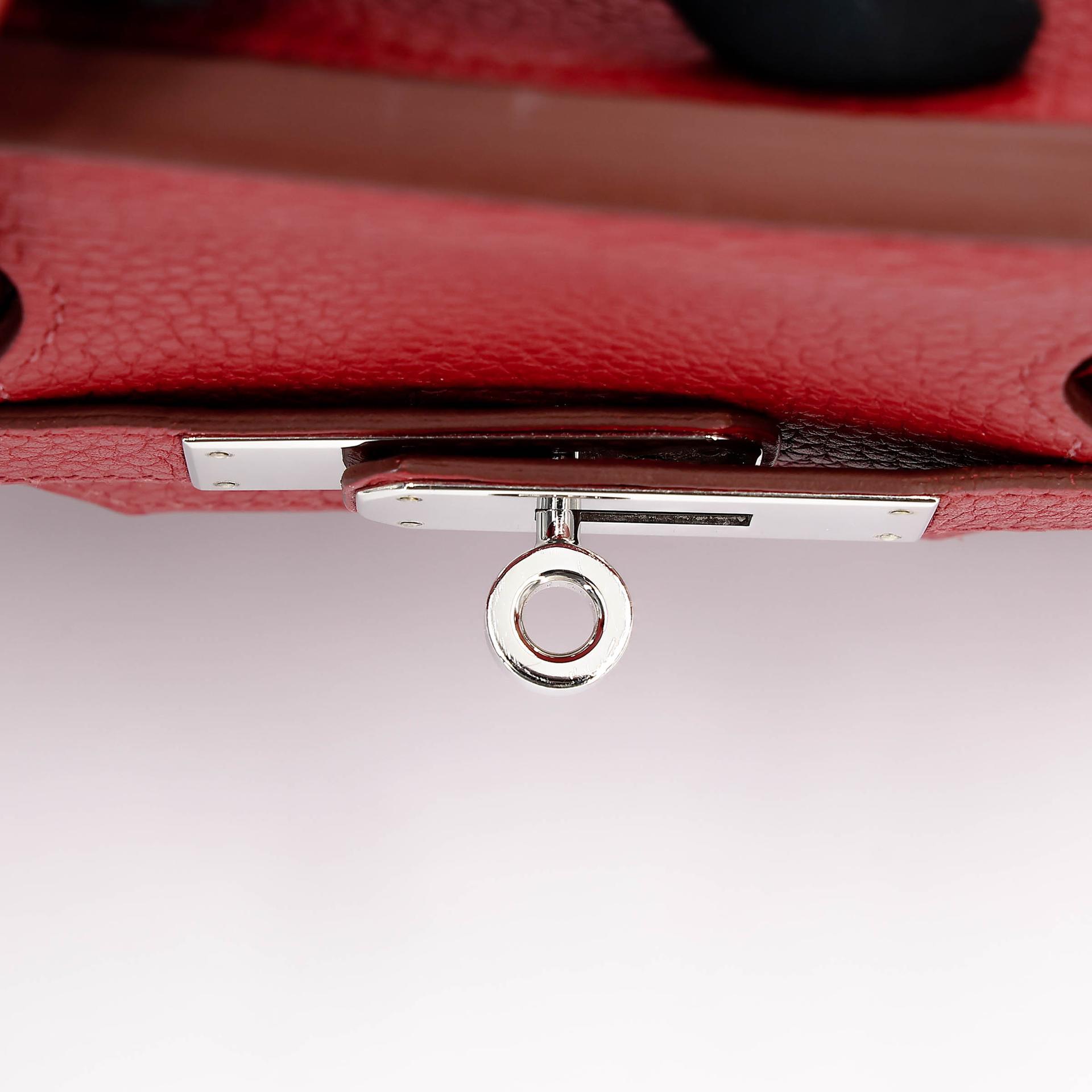 Good ( Rank AB) HERMÈS Birkin 30 Rouge Vif (53) Togo Palladium hardware Square Q (2013) - 18