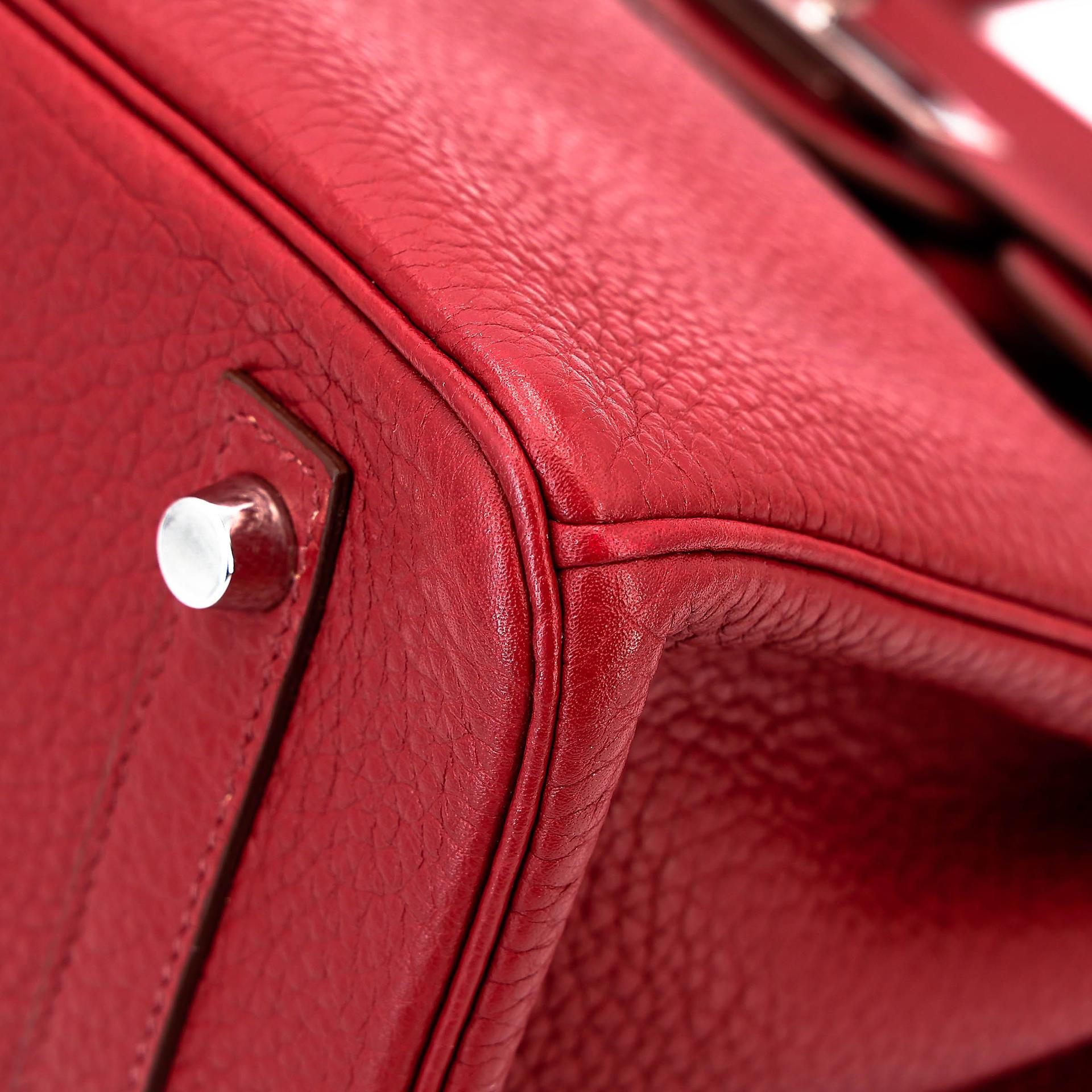 Good ( Rank AB) HERMÈS Birkin 30 Rouge Vif (53) Togo Palladium hardware Square Q (2013) - 8