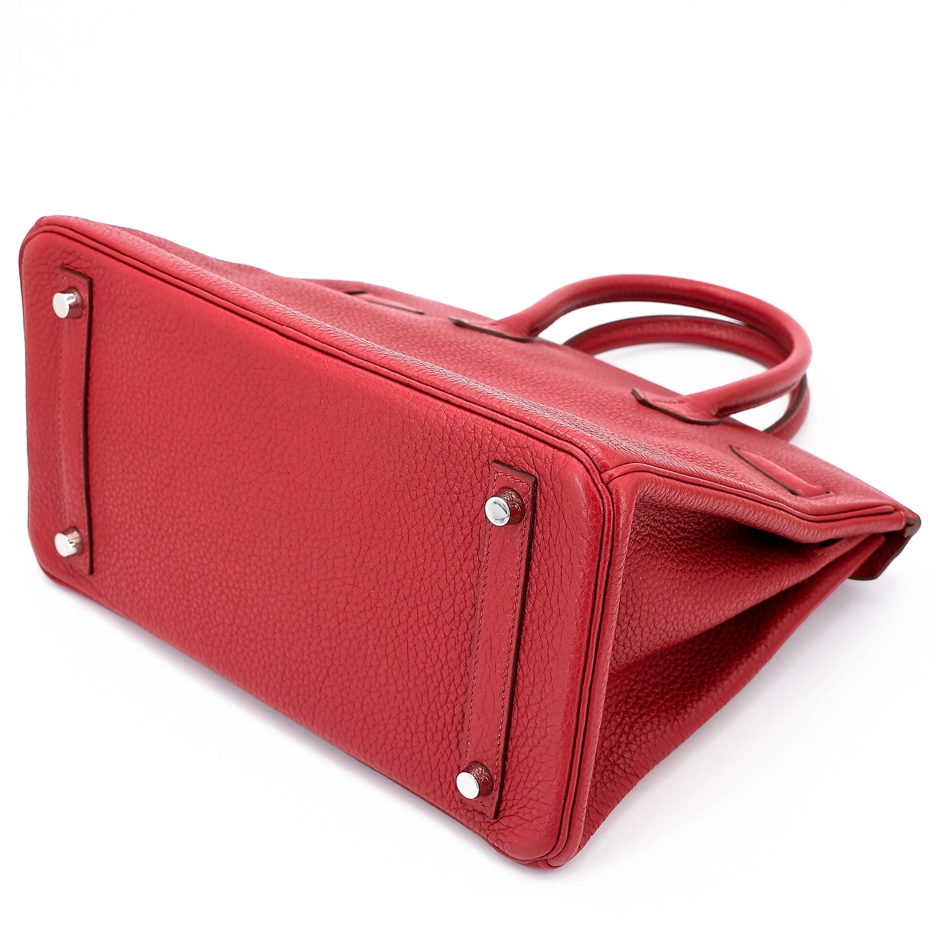 Good ( Rank AB) HERMÈS Birkin 30 Rouge Vif (53) Togo Palladium hardware Square Q (2013) - 6