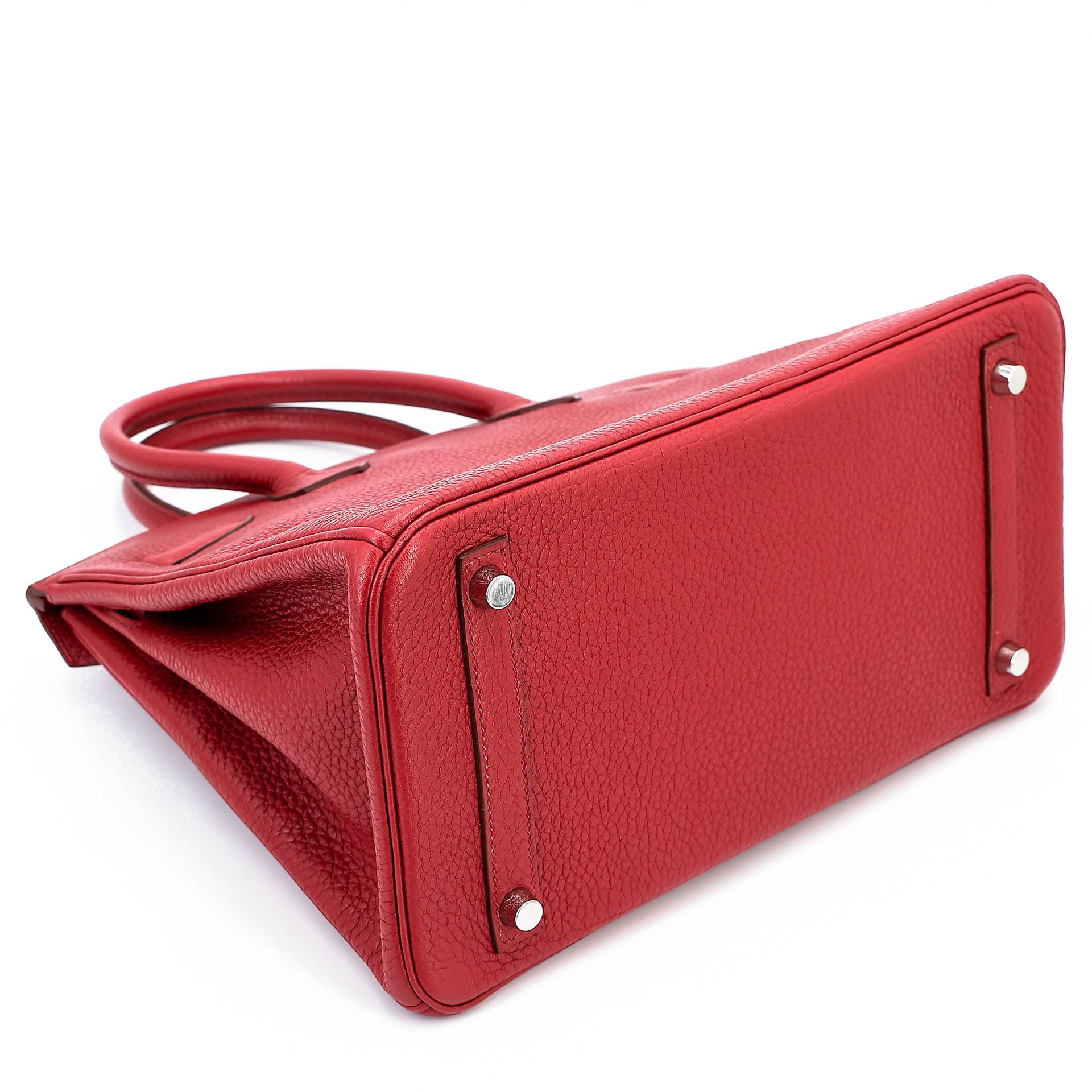 Good ( Rank AB) HERMÈS Birkin 30 Rouge Vif (53) Togo Palladium hardware Square Q (2013) - 7