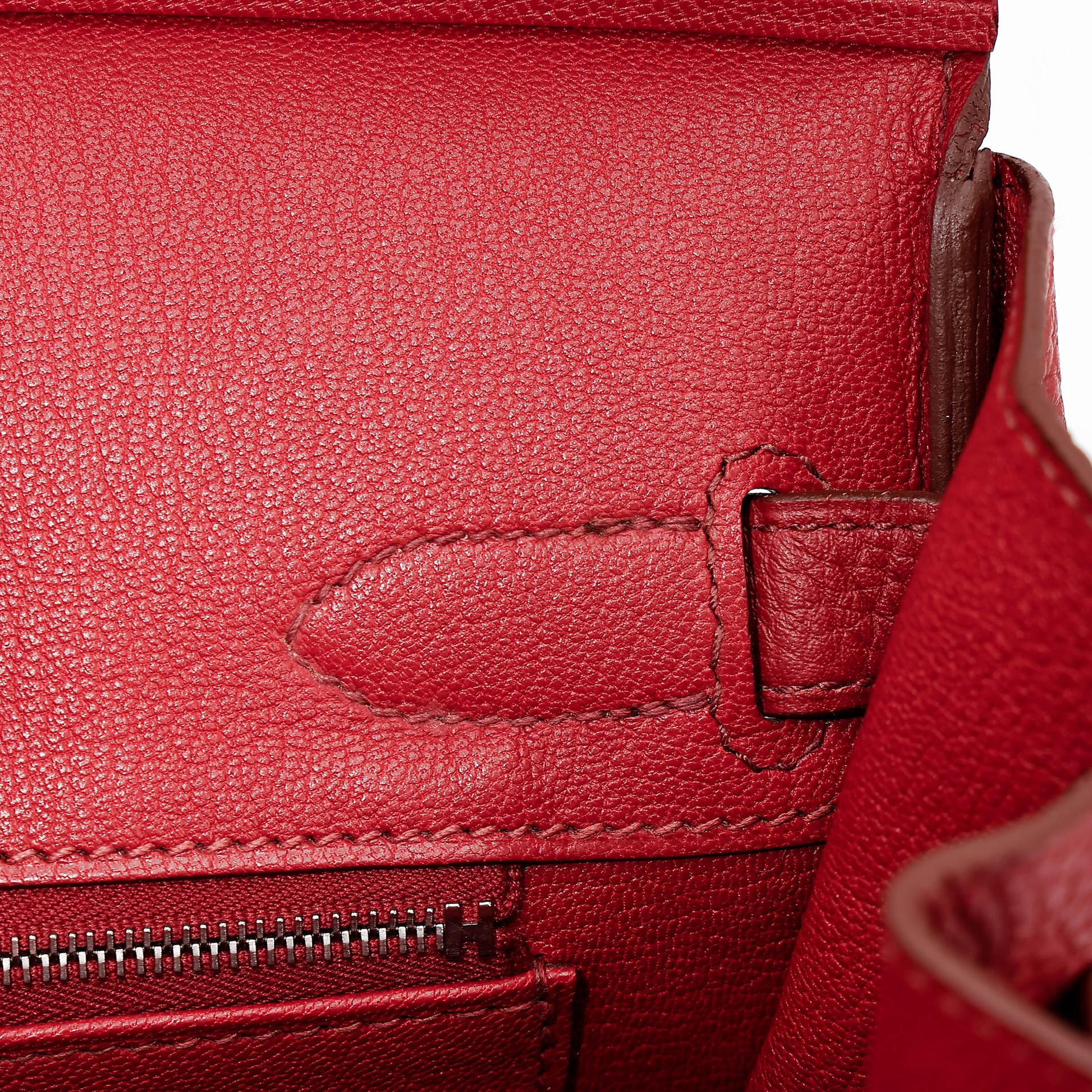 Good ( Rank AB) HERMÈS Birkin 30 Rouge Vif (53) Togo Palladium hardware Square Q (2013) - 20