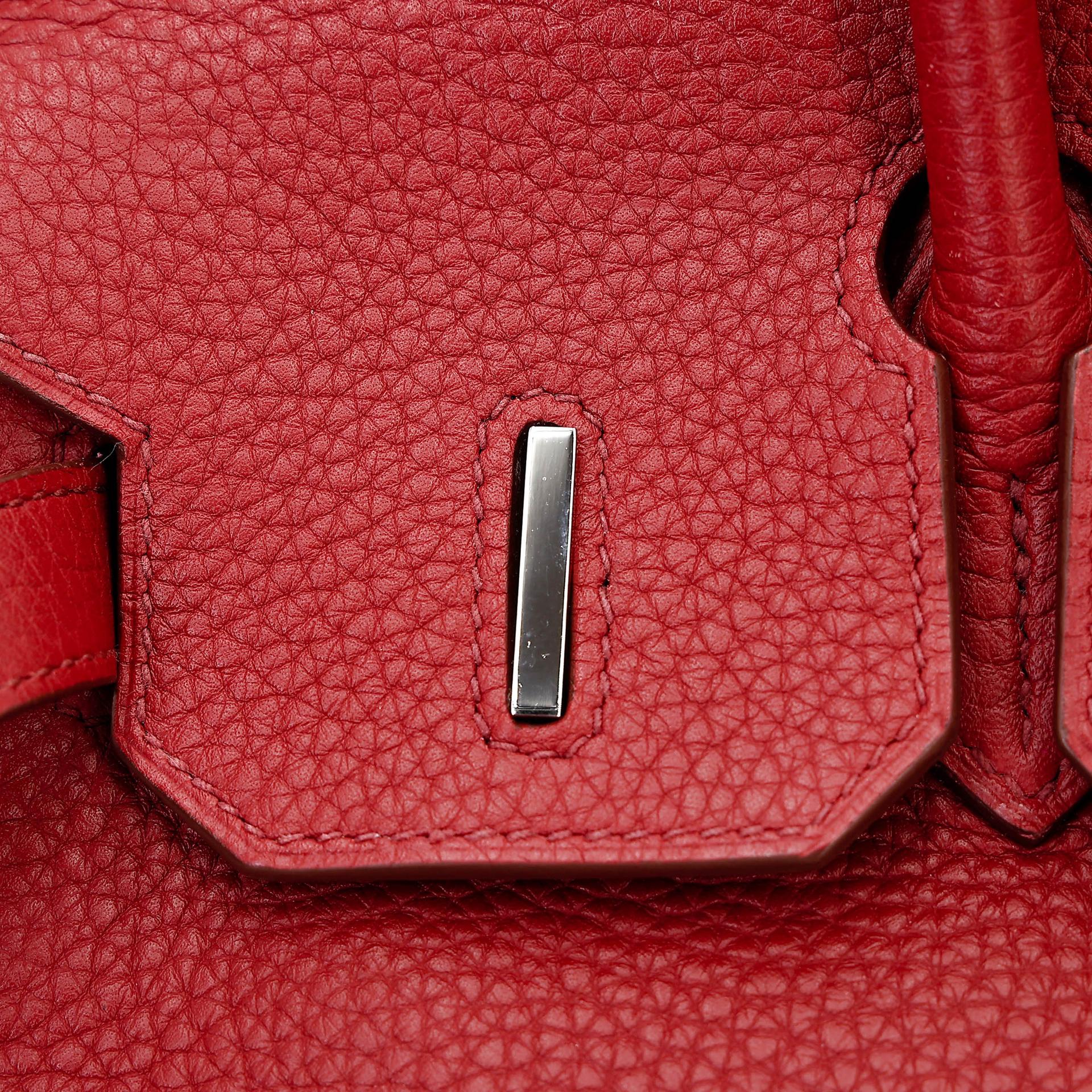 Good ( Rank AB) HERMÈS Birkin 30 Rouge Vif (53) Togo Palladium hardware Square Q (2013) - 17