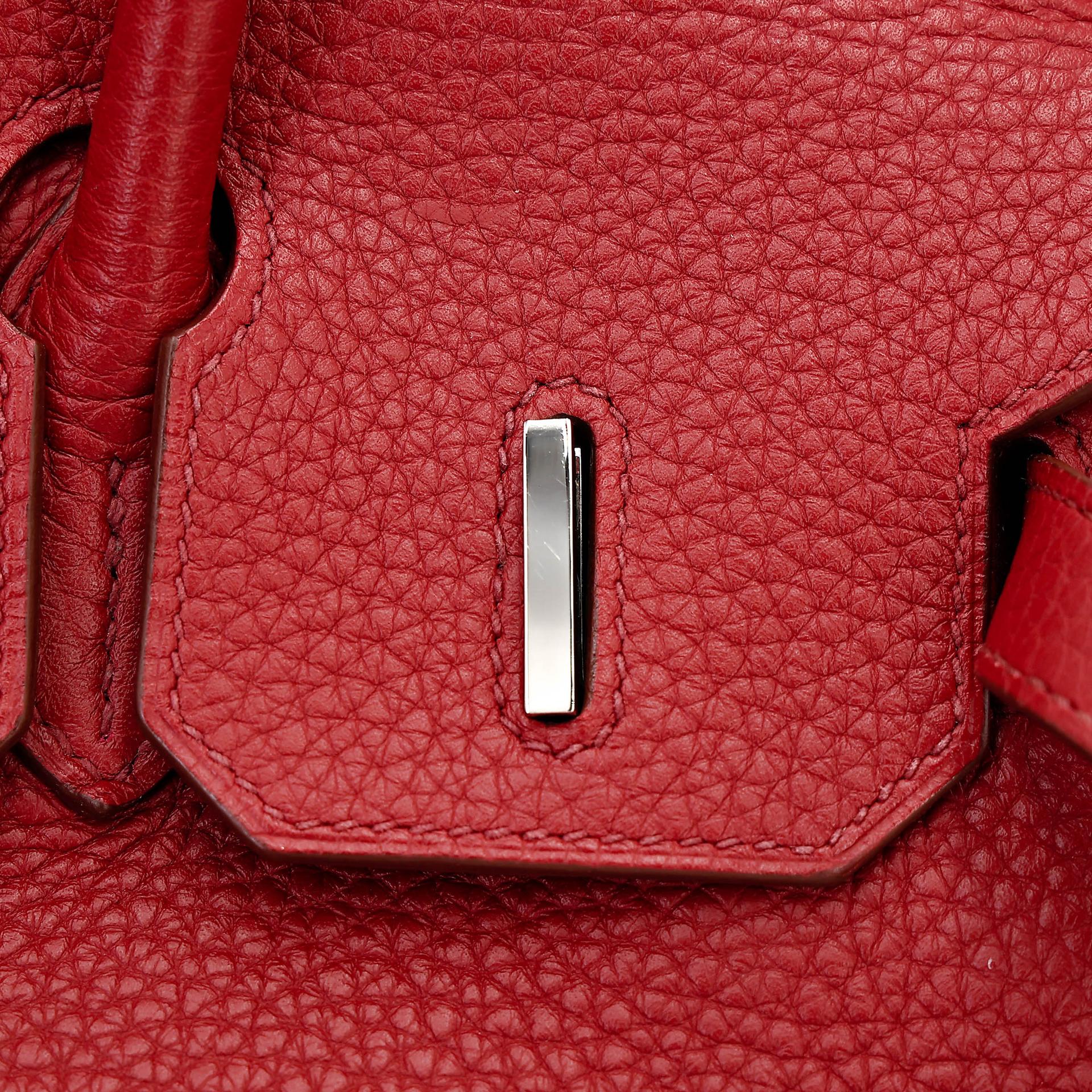 Good ( Rank AB) HERMÈS Birkin 30 Rouge Vif (53) Togo Palladium hardware Square Q (2013) - 16