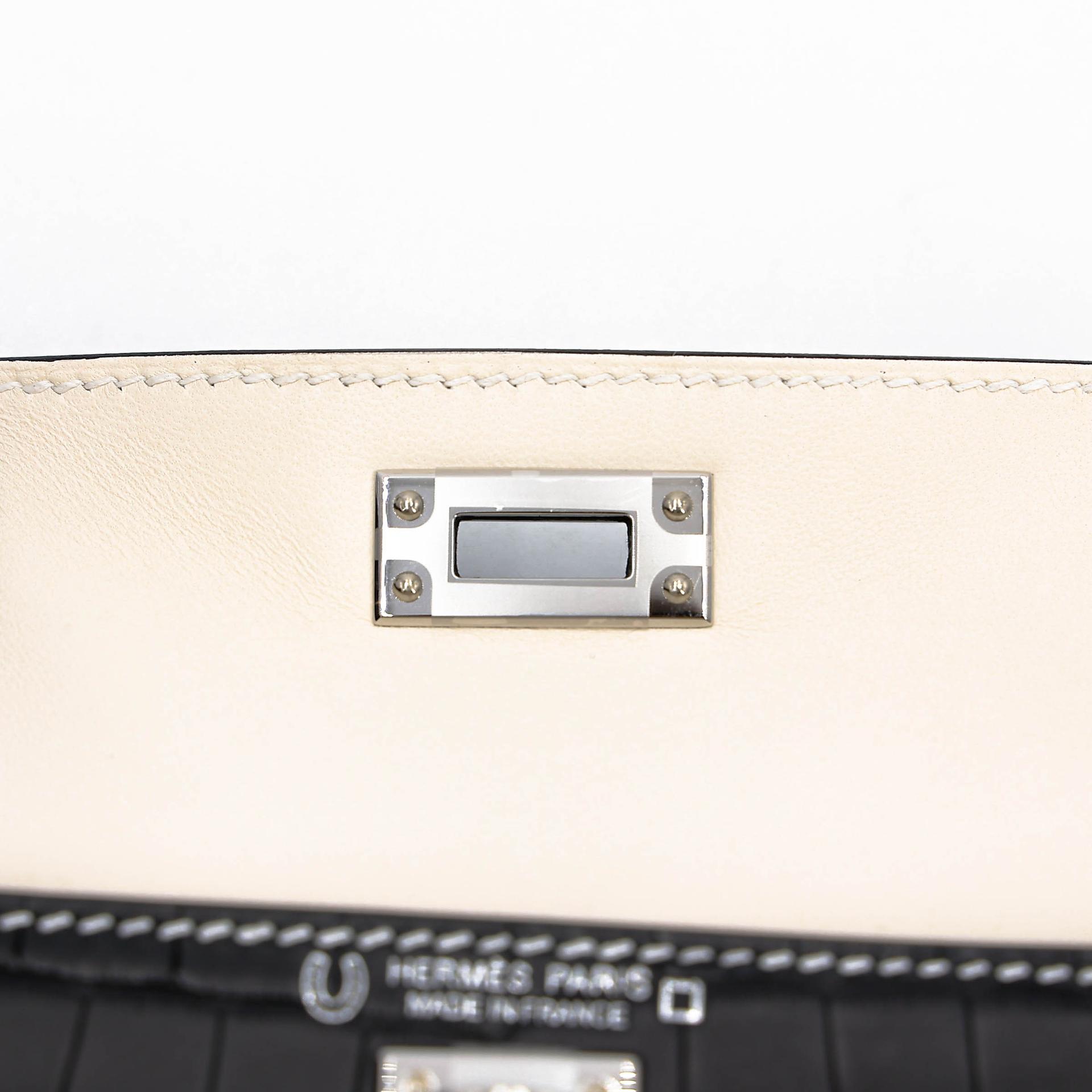 Brand New ( Rank N ) HERMÈS Special Order Mini Kelly II HSS Noir (89) Nata (I2) Matte Alligator Palladium hardware K (2025) - 11