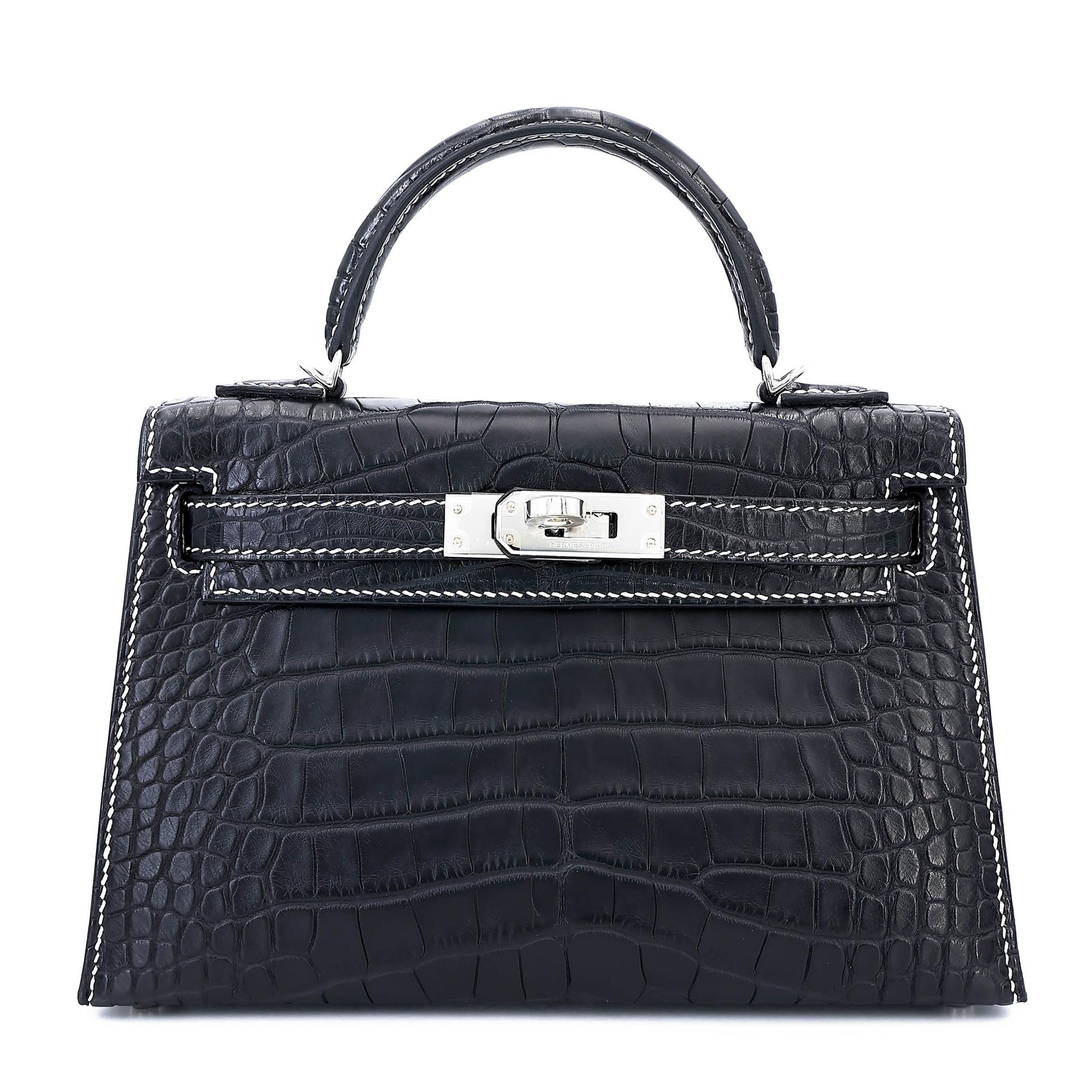 Brand New ( Rank N ) HERMÈS Special Order Mini Kelly II HSS Noir (89) Nata (I2) Matte Alligator Palladium hardware K (2025) - 1