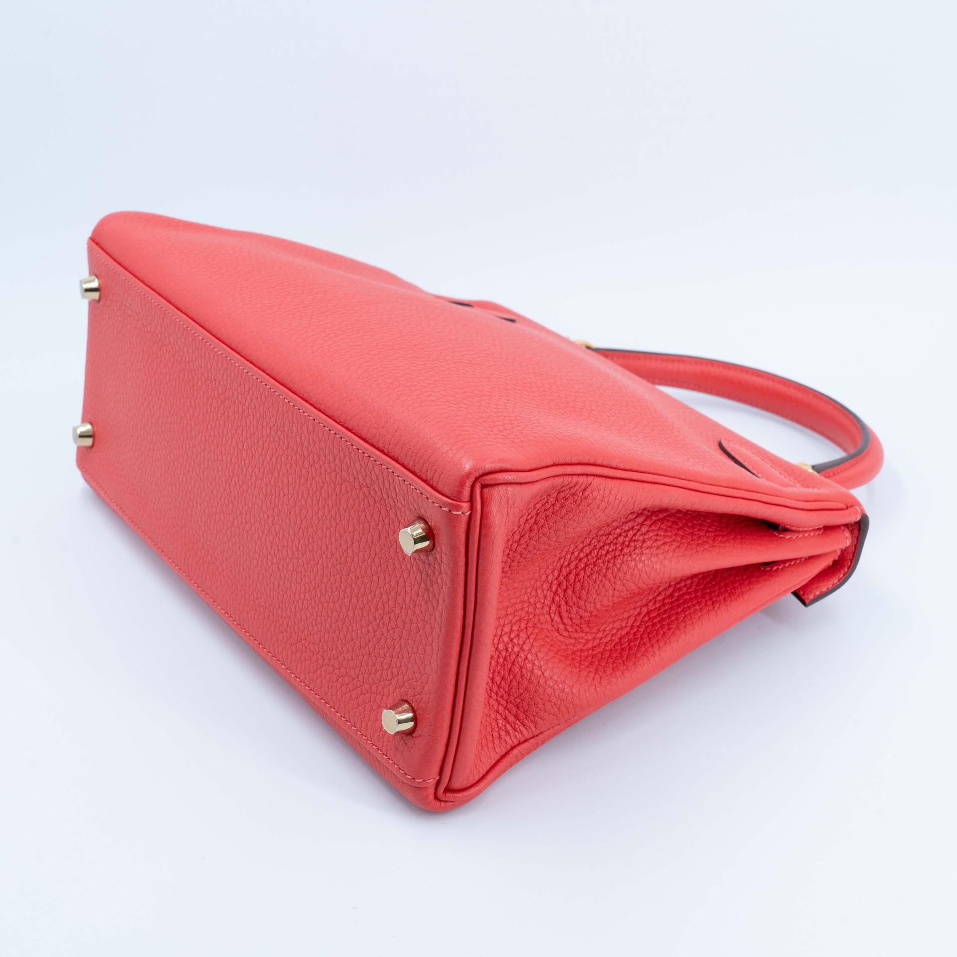 Unused ( Rank NS ) HERMÈS Kelly 28 Rouge Pivoine (2R) Clemence Gold hardware T (2015) - 8