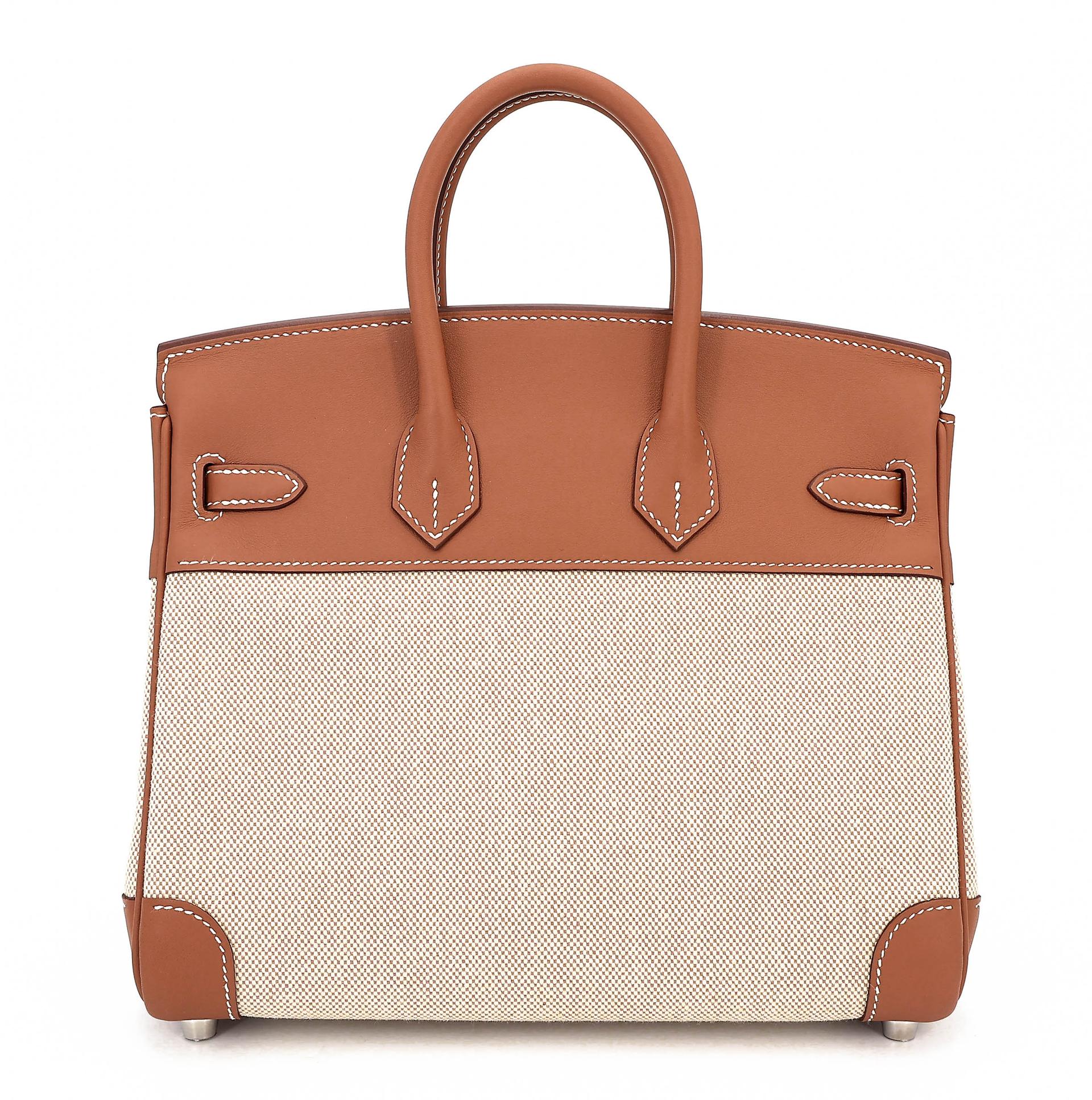 Unused ( Rank NS ) HERMÈS Birkin 25 Gold (37) Swift Toile H canvas Palladium hardware W (2024) - 2