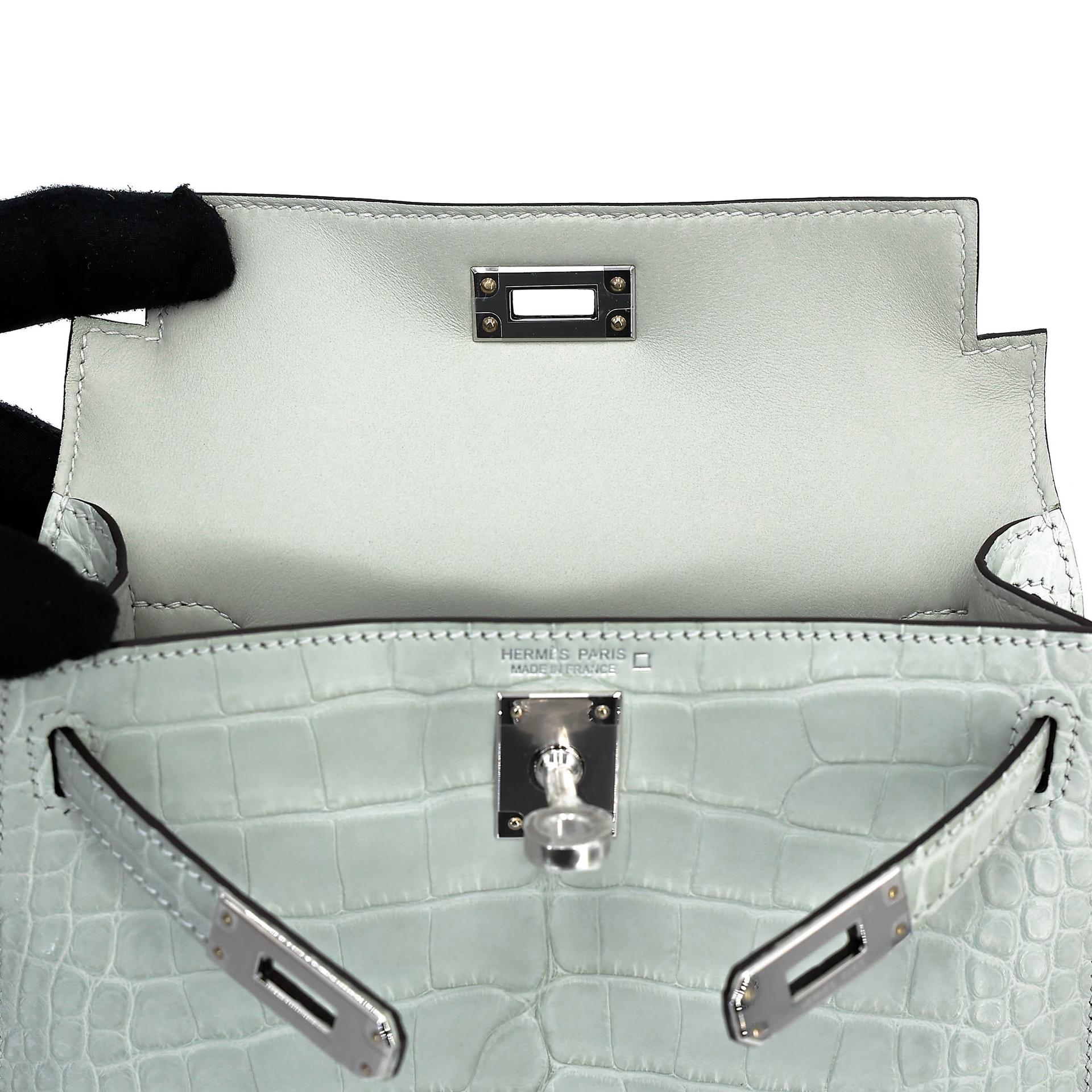 ランク N 新品 HERMÈS エルメス ミニケリー2 グリネヴェ (0W) クロコダイル アリゲーター マット シルバー金具 K刻印 (2025) - 13