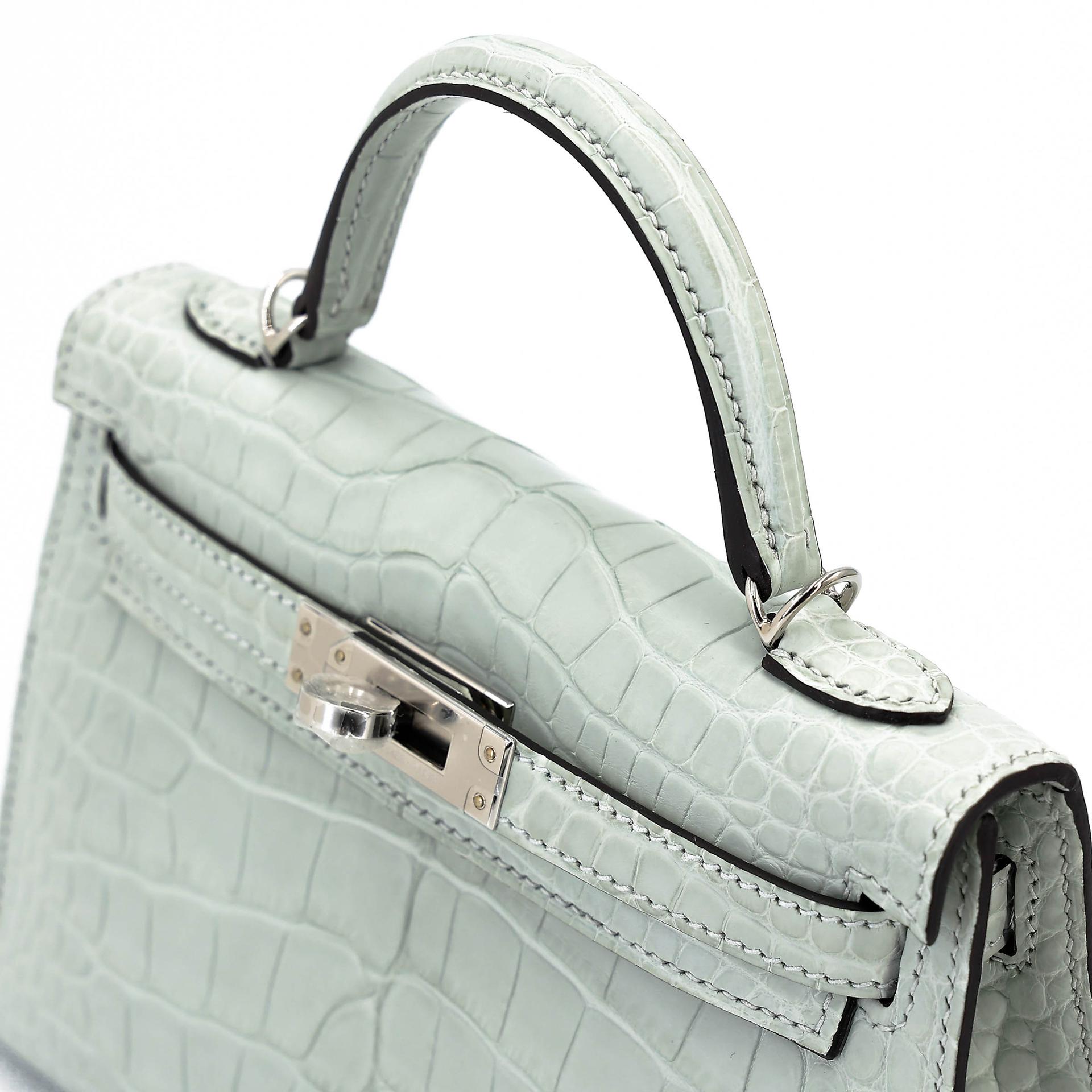 ランク N 新品 HERMÈS エルメス ミニケリー2 グリネヴェ (0W) クロコダイル アリゲーター マット シルバー金具 K刻印 (2025) - 4