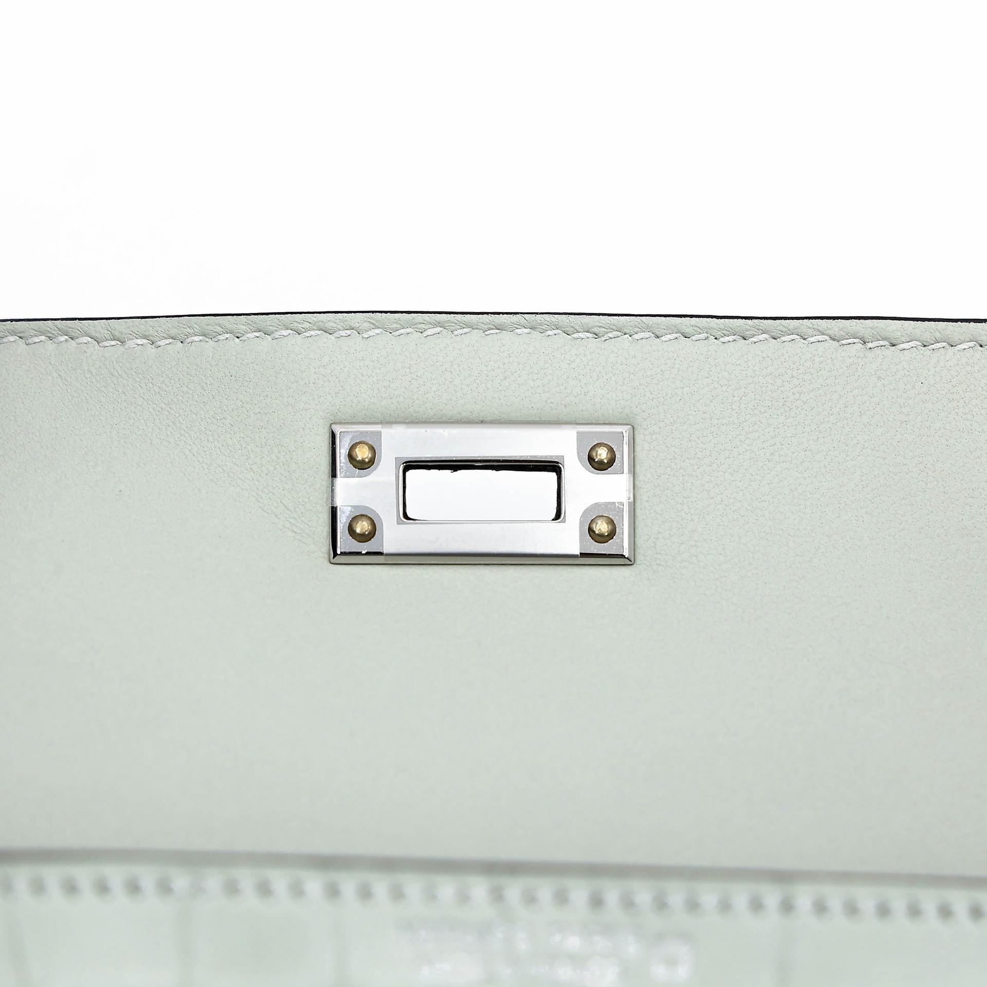 ランク N 新品 HERMÈS エルメス ミニケリー2 グリネヴェ (0W) クロコダイル アリゲーター マット シルバー金具 K刻印 (2025) - 12