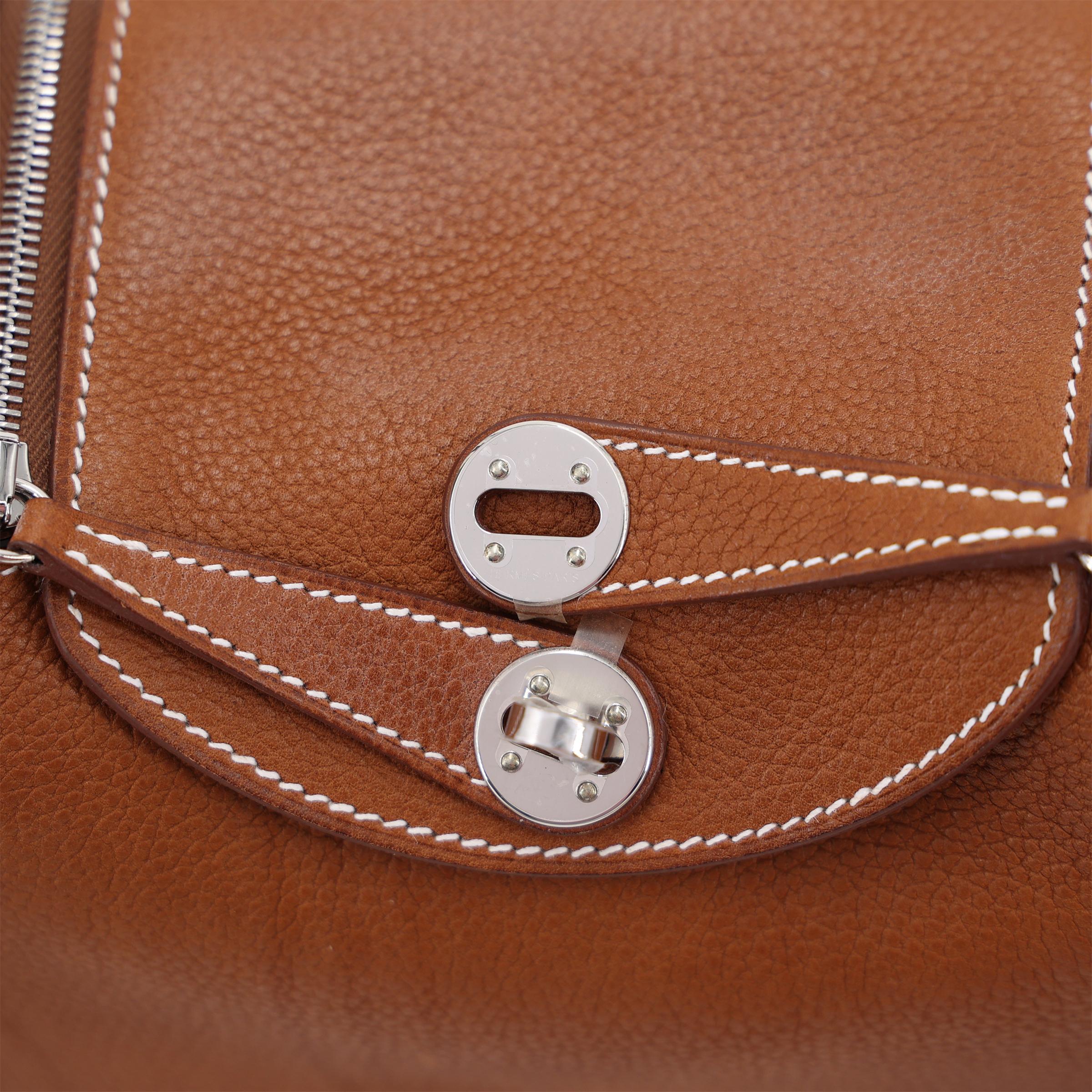 Unused ( Rank NS ) HERMÈS Mini Lindy II Fauve (34) Ficelle (17) Barenia Faubourg Palladium hardware W (2024) - 8