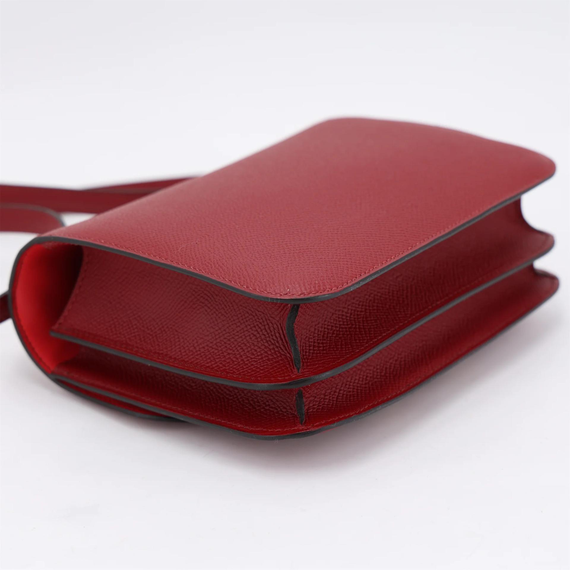 Unused ( Rank NS ) HERMÈS Constance Mini Rouge Grenat (K1) Epsom Enamel hardware X (2016) - 6