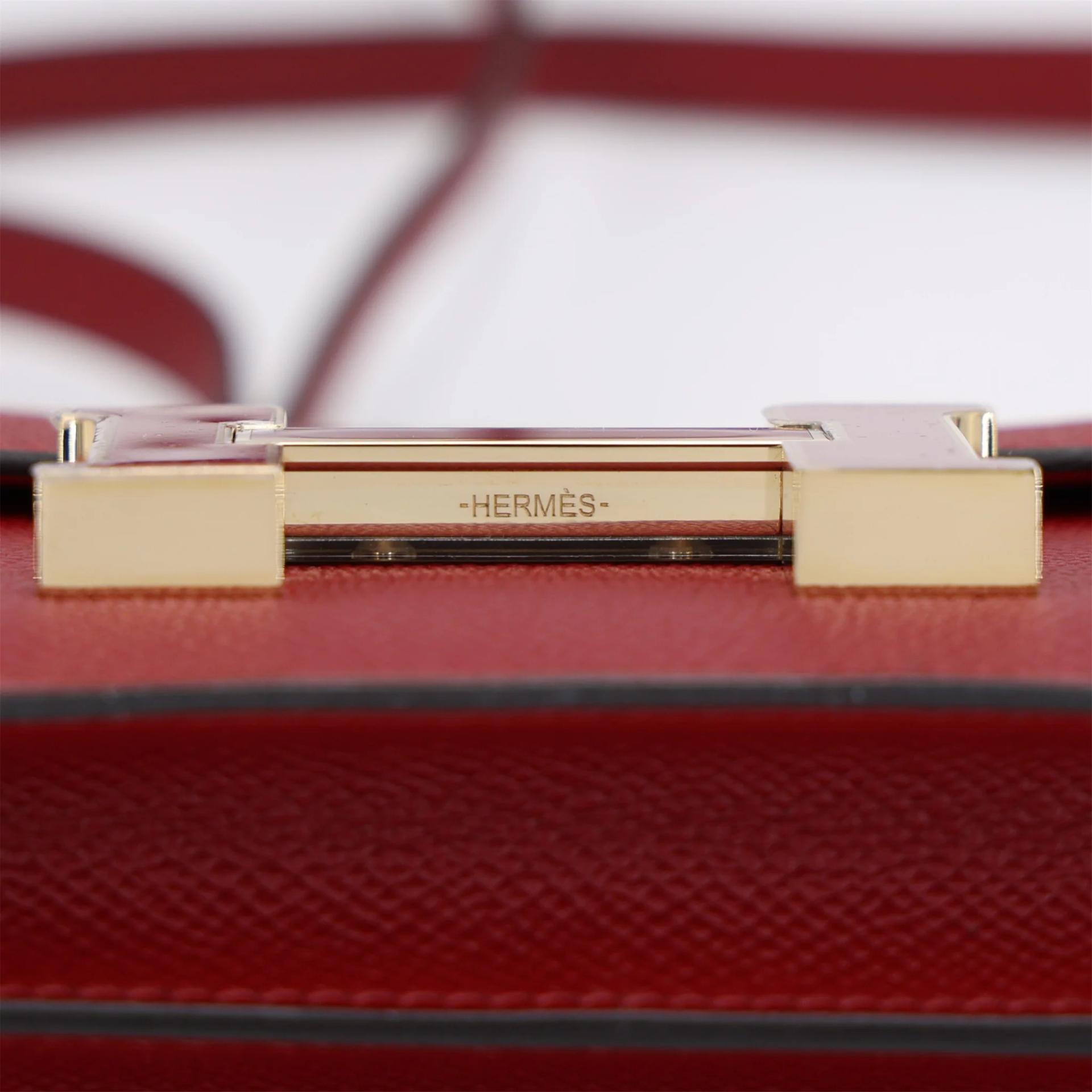 Unused ( Rank NS ) HERMÈS Constance Mini Rouge Grenat (K1) Epsom Enamel hardware X (2016) - 9