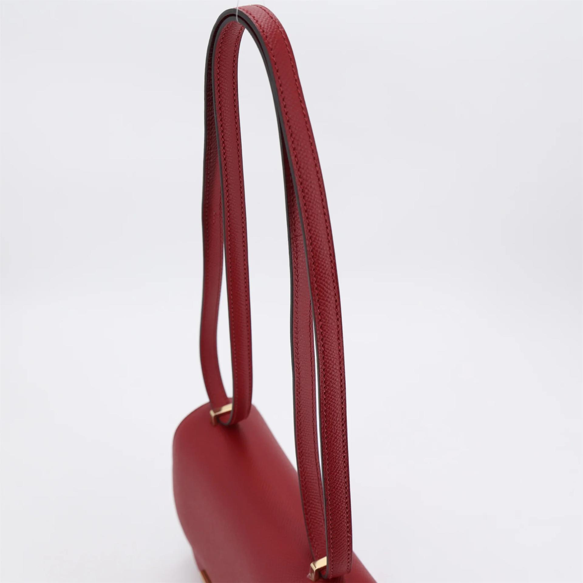 Unused ( Rank NS ) HERMÈS Constance Mini Rouge Grenat (K1) Epsom Enamel hardware X (2016) - 3