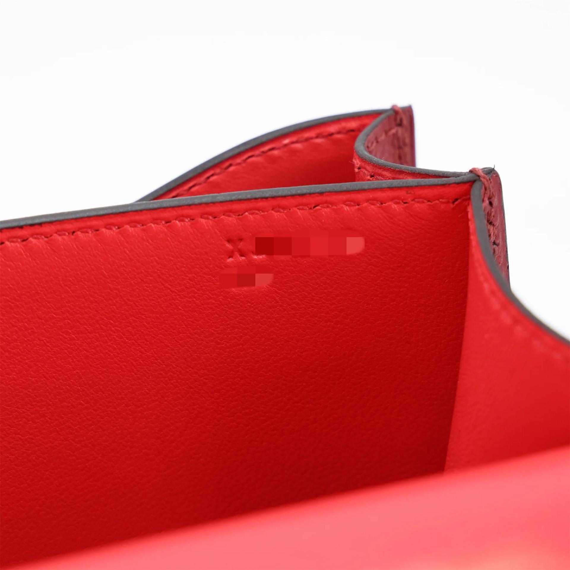 Unused ( Rank NS ) HERMÈS Constance Mini Rouge Grenat (K1) Epsom Enamel hardware X (2016) - 17