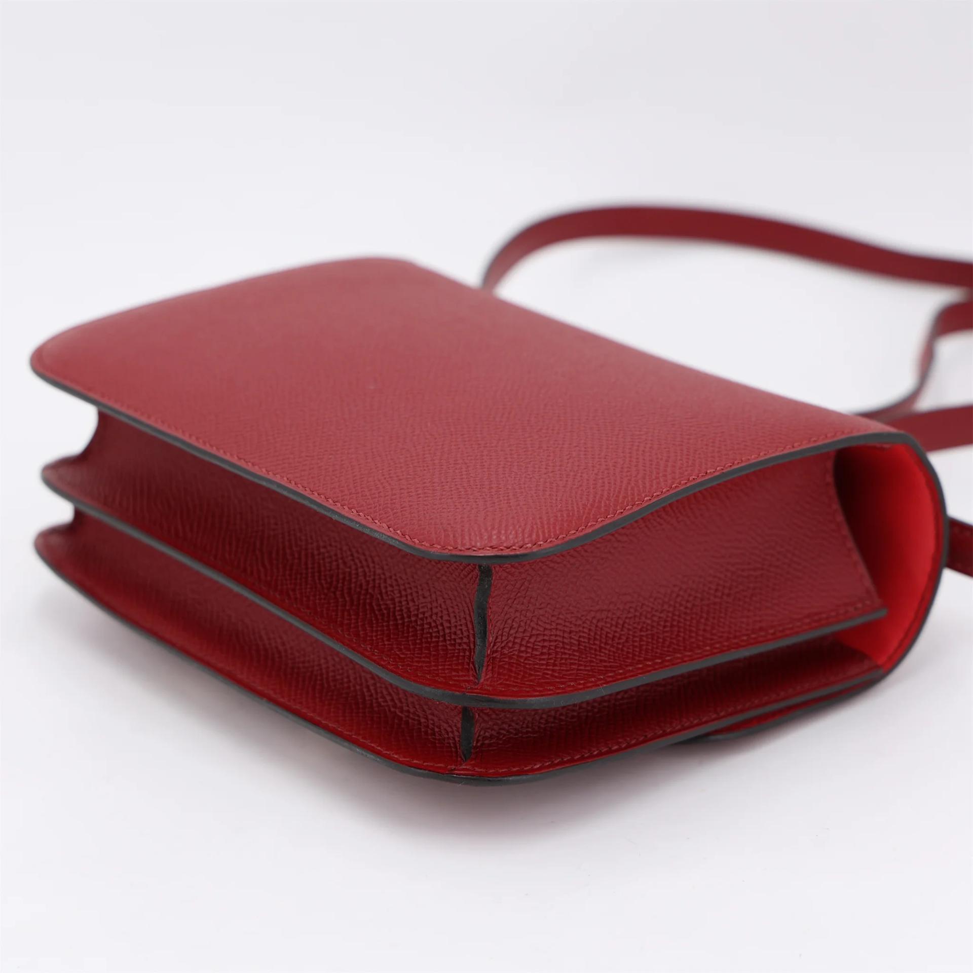 Unused ( Rank NS ) HERMÈS Constance Mini Rouge Grenat (K1) Epsom Enamel hardware X (2016) - 7