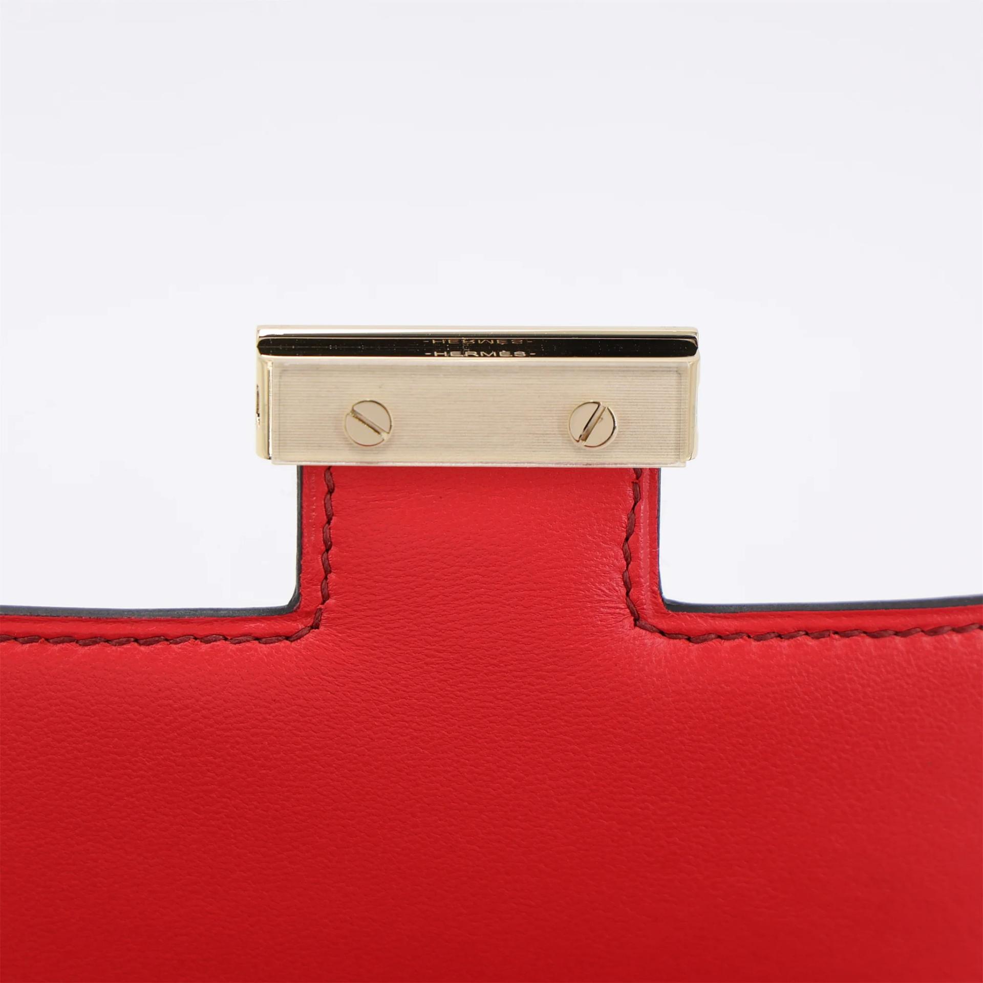 Unused ( Rank NS ) HERMÈS Constance Mini Rouge Grenat (K1) Epsom Enamel hardware X (2016) - 10