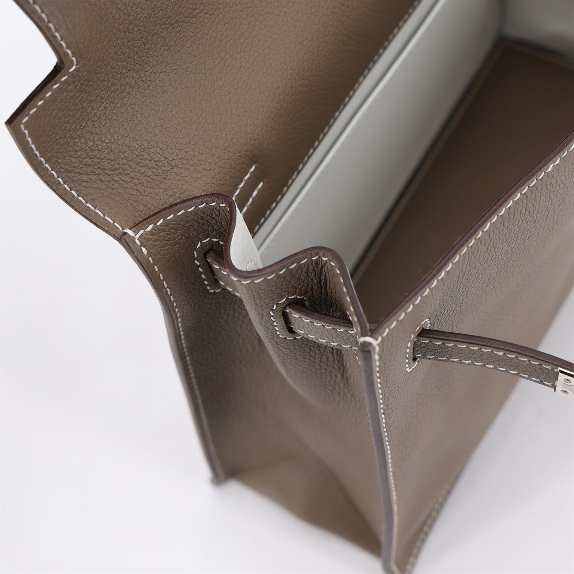 Brand New ( Rank N ) HERMÈS Kelly Danse Verso Etoupe (18) Evercolor Palladium hardware K (2025) - 12