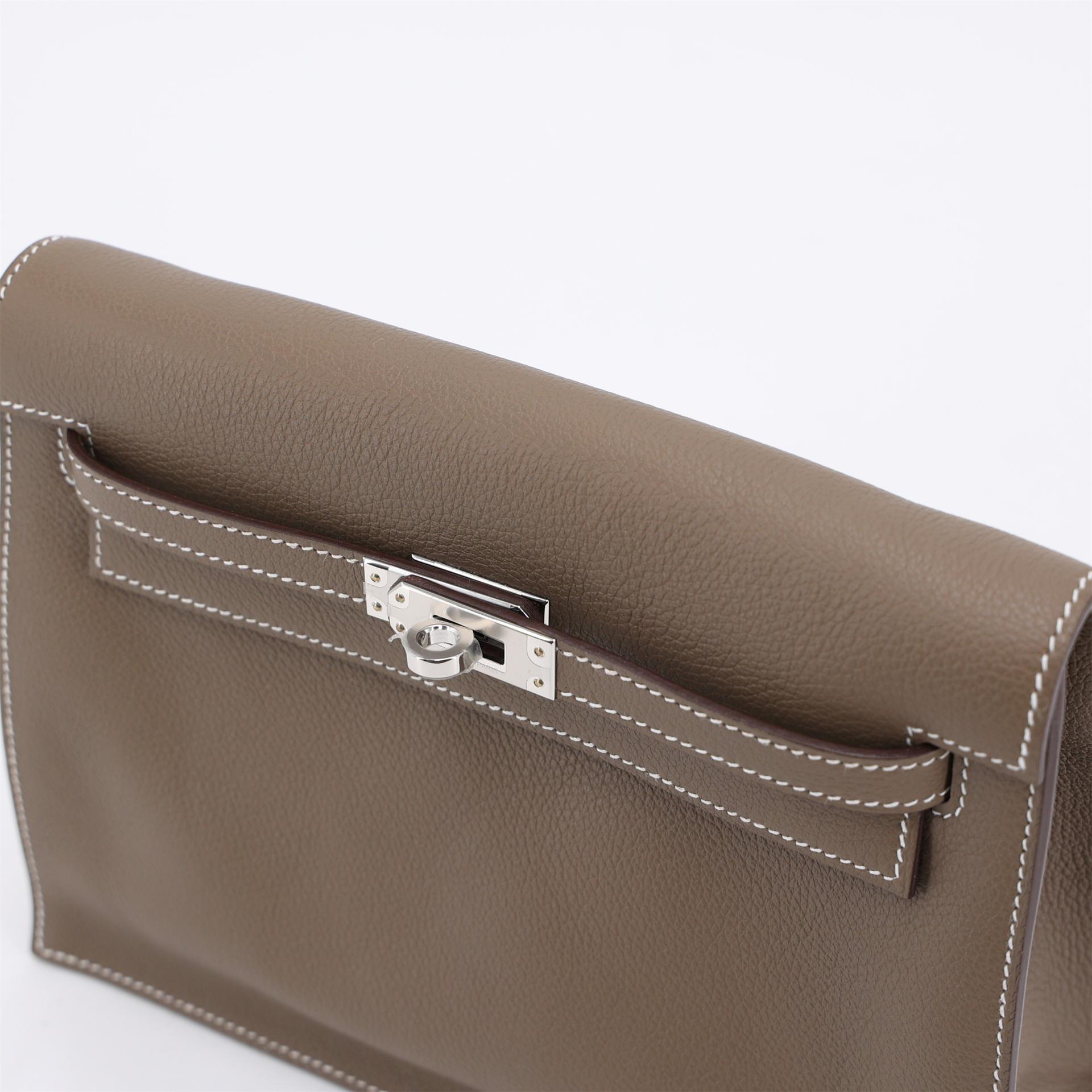 Brand New ( Rank N ) HERMÈS Kelly Danse Verso Etoupe (18) Evercolor Palladium hardware K (2025) - 9