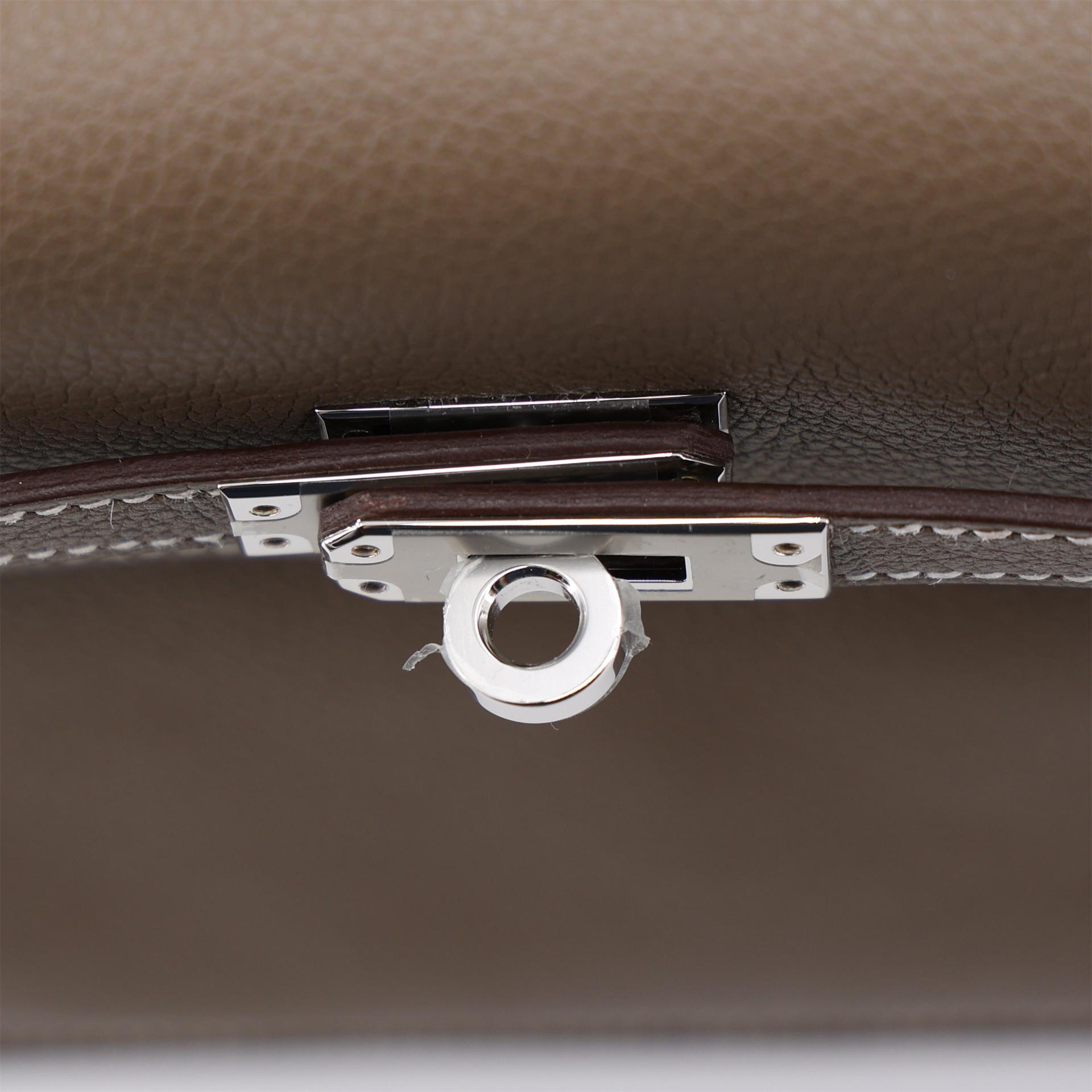 Brand New ( Rank N ) HERMÈS Kelly Danse Verso Etoupe (18) Evercolor Palladium hardware K (2025) - 8