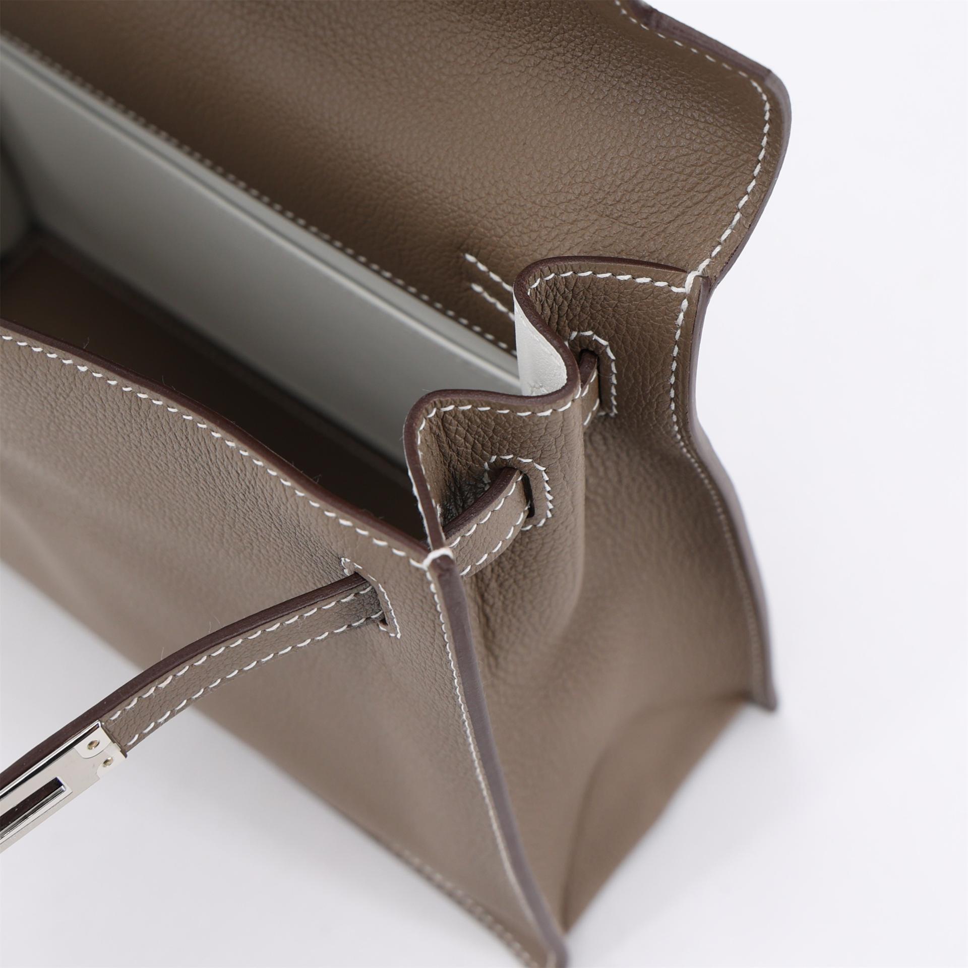 Brand New ( Rank N ) HERMÈS Kelly Danse Verso Etoupe (18) Evercolor Palladium hardware K (2025) - 13