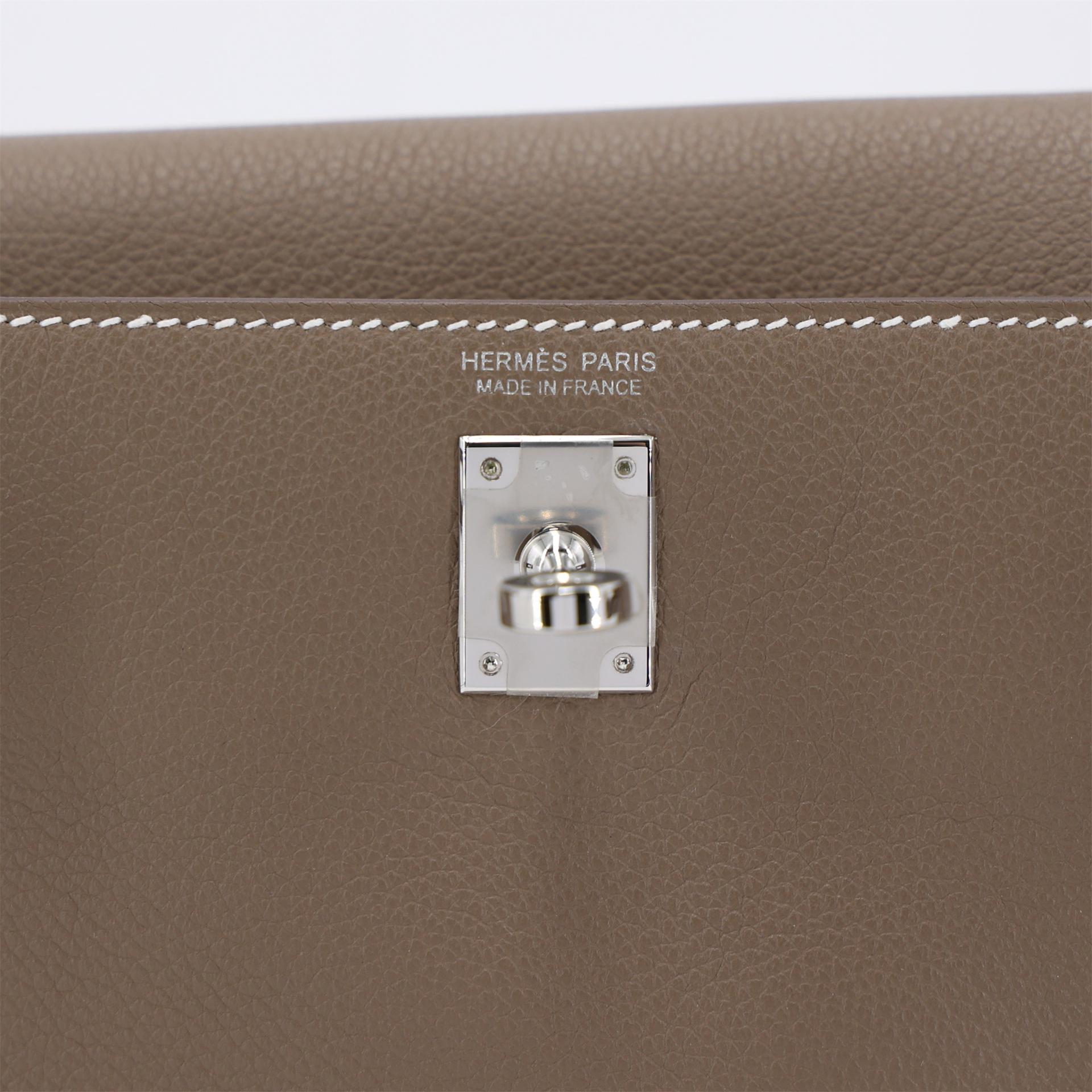 Brand New ( Rank N ) HERMÈS Kelly Danse Verso Etoupe (18) Evercolor Palladium hardware K (2025) - 10