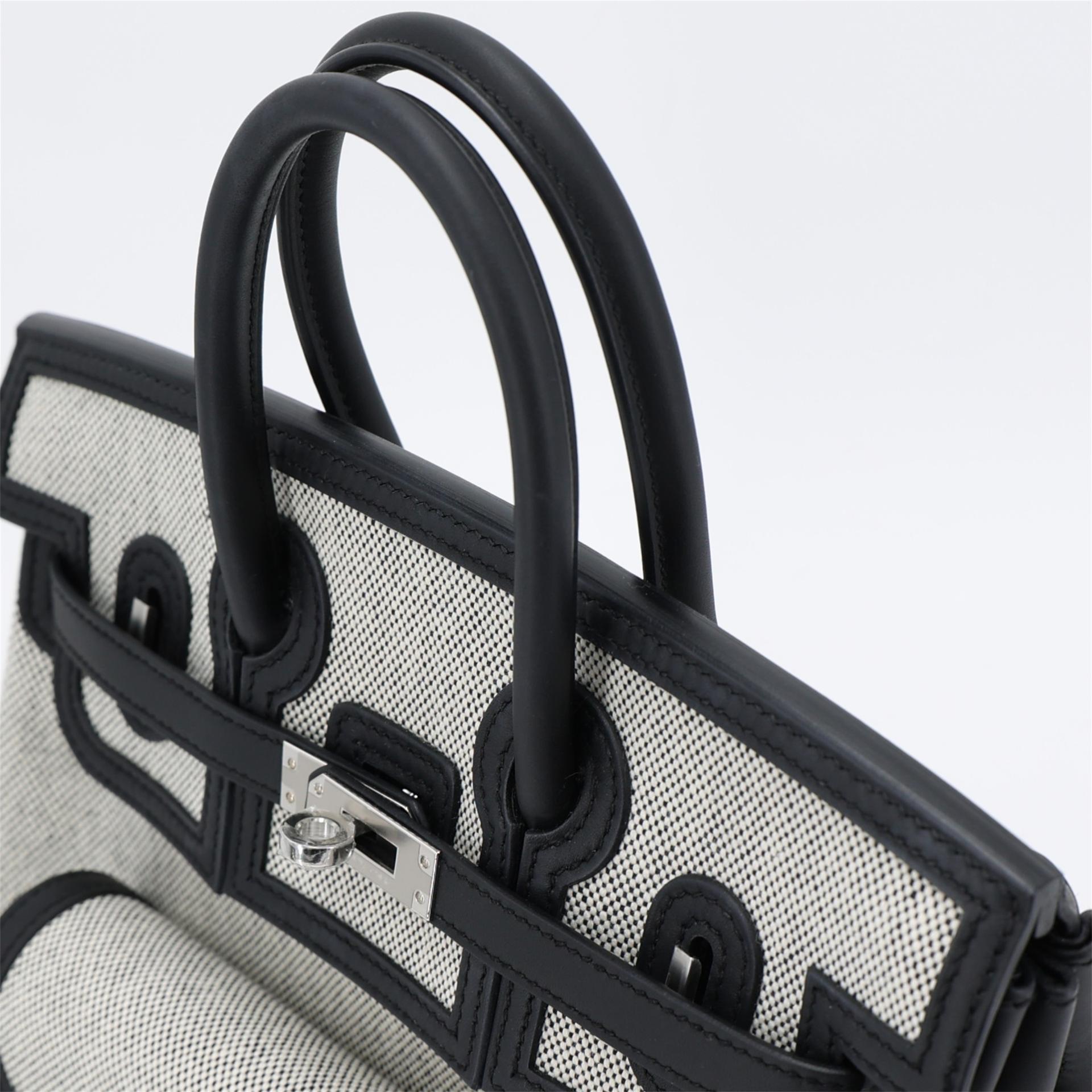 ランク N 新品 HERMÈS エルメス 限定品 バーキン 25 カーゴ ブラック (89) エクリュ トワルアッシュ スイフト シルバー金具 K刻印 (2025) - 3