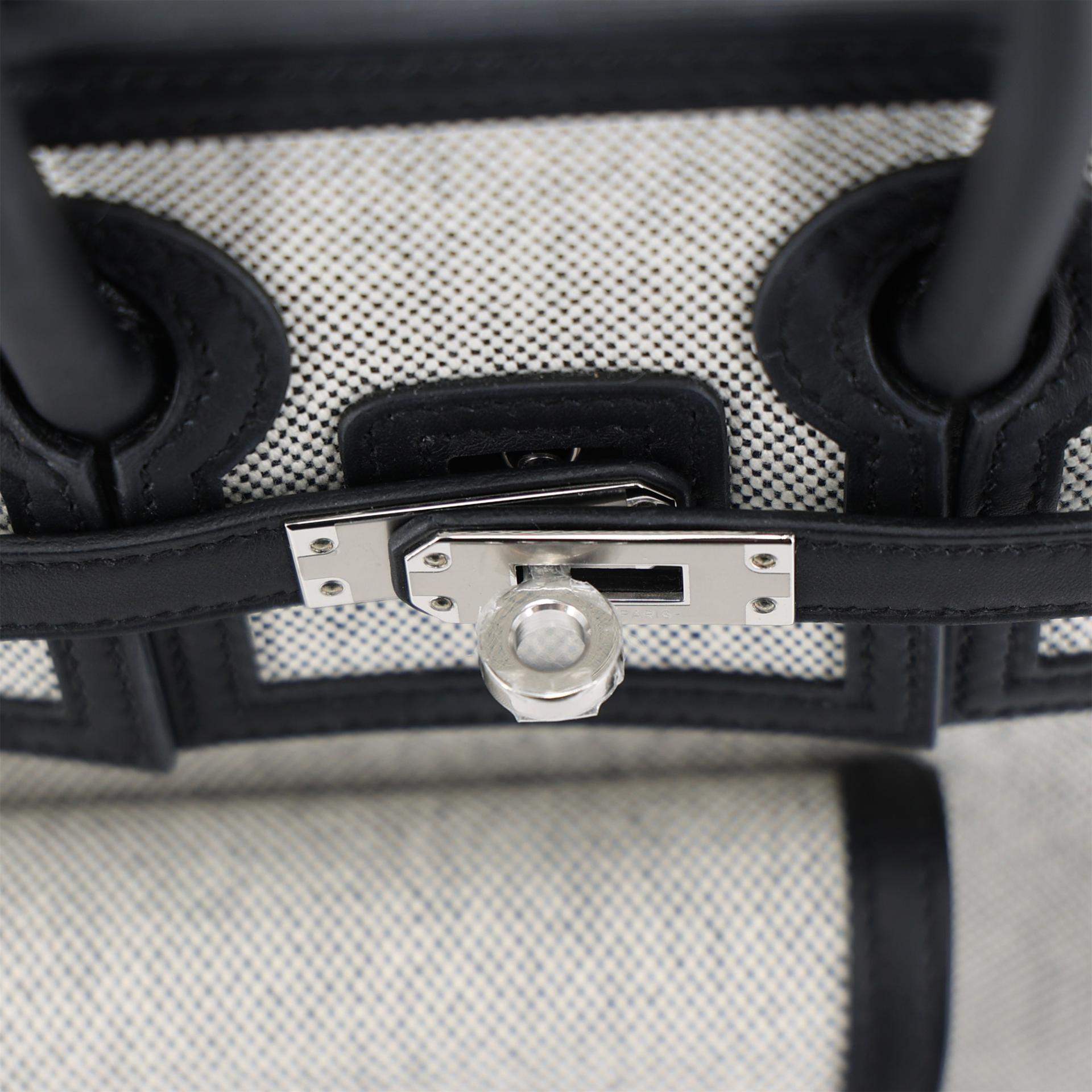 ランク N 新品 HERMÈS エルメス 限定品 バーキン 25 カーゴ ブラック (89) エクリュ トワルアッシュ スイフト シルバー金具 K刻印 (2025) - 9