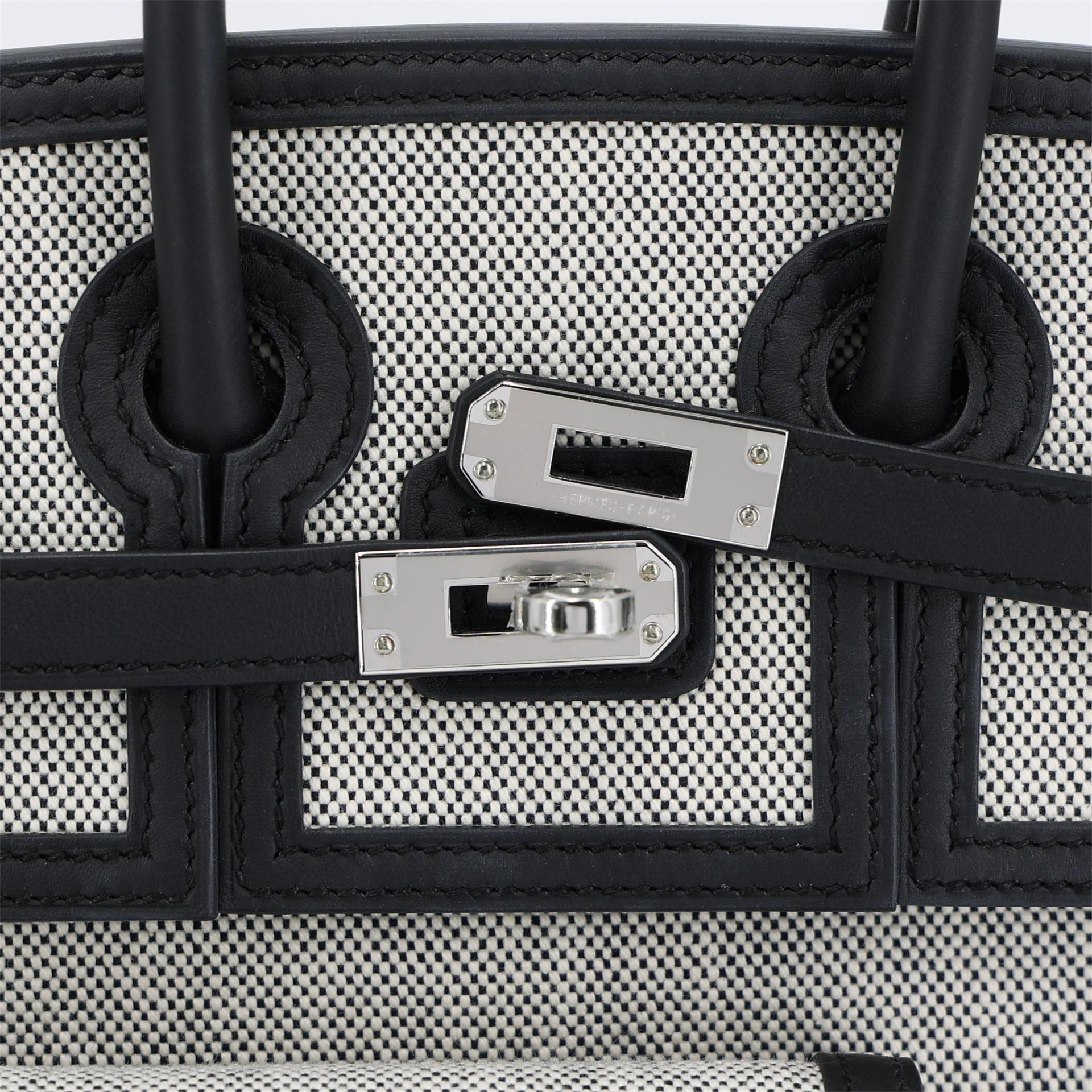 ランク N 新品 HERMÈS エルメス 限定品 バーキン 25 カーゴ ブラック (89) エクリュ トワルアッシュ スイフト シルバー金具 K刻印 (2025) - 8