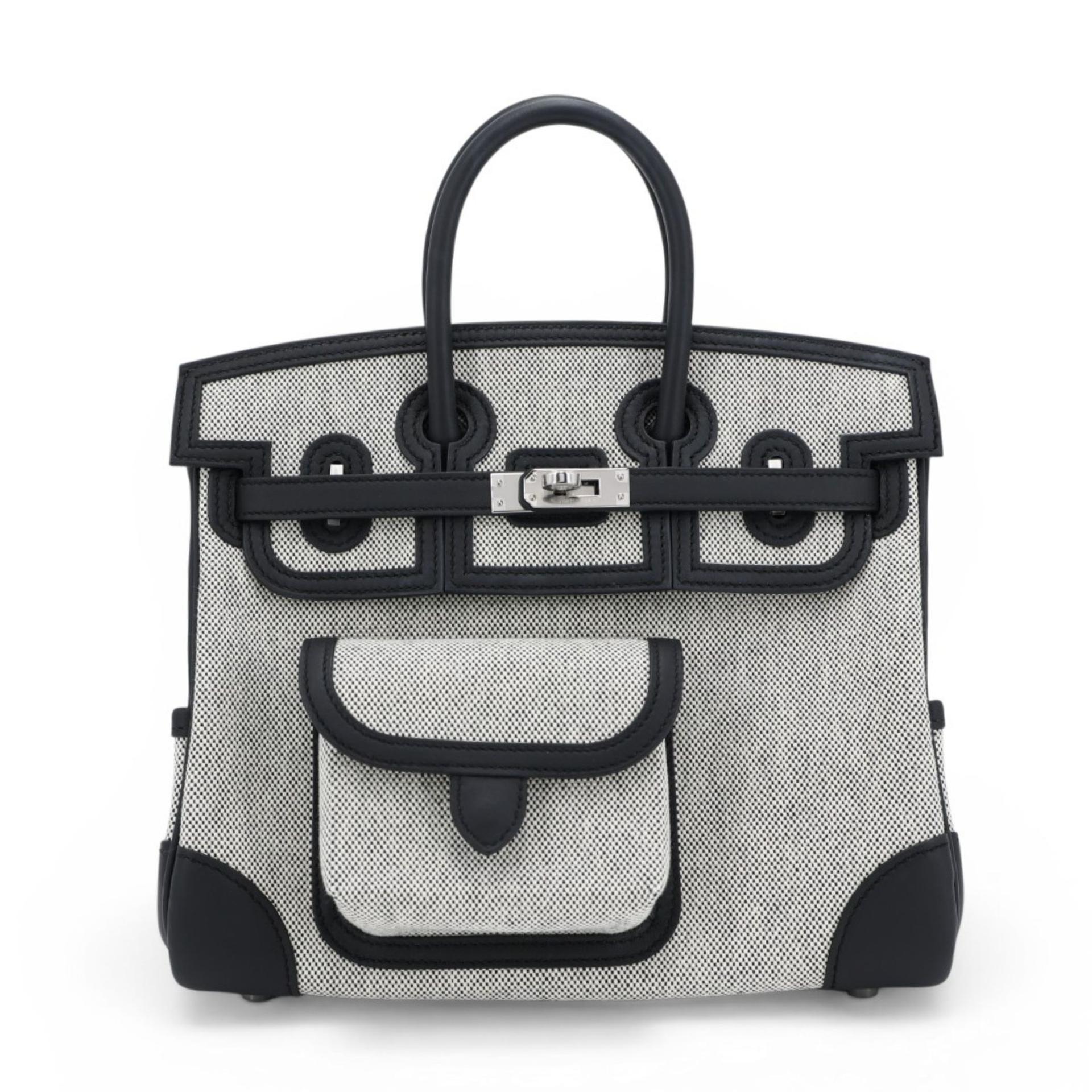 ランク N 新品 HERMÈS エルメス 限定品 バーキン 25 カーゴ ブラック (89) エクリュ トワルアッシュ スイフト シルバー金具 K刻印 (2025) - 1