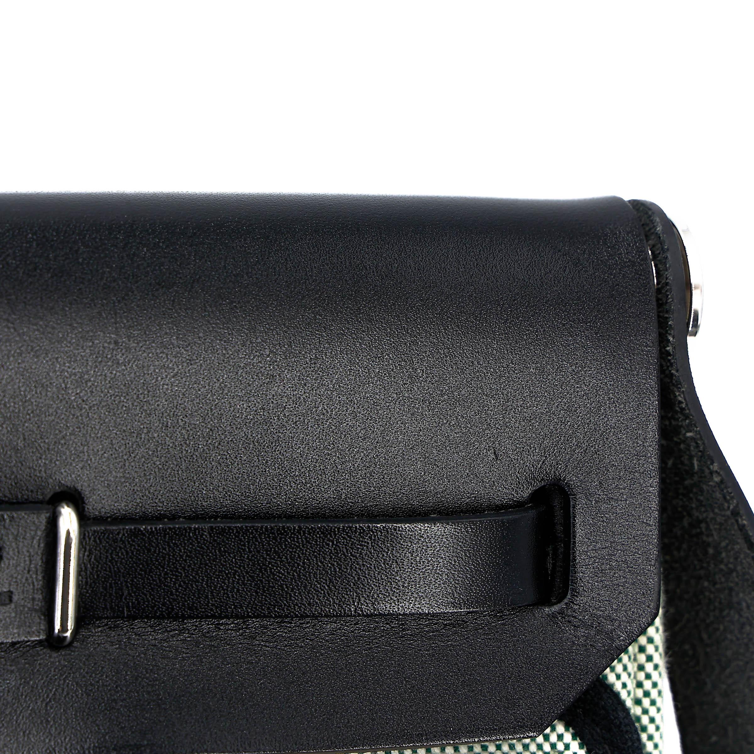 SA超美品 HERMÈS 爱马仕 Herbag Zip Mini 20 89 黑色 Noir (Black) 65 Vert Moyen 宝石绿 Vache Hunter皮 Toile H Viking帆布 银扣 K刻 2025年 - 16