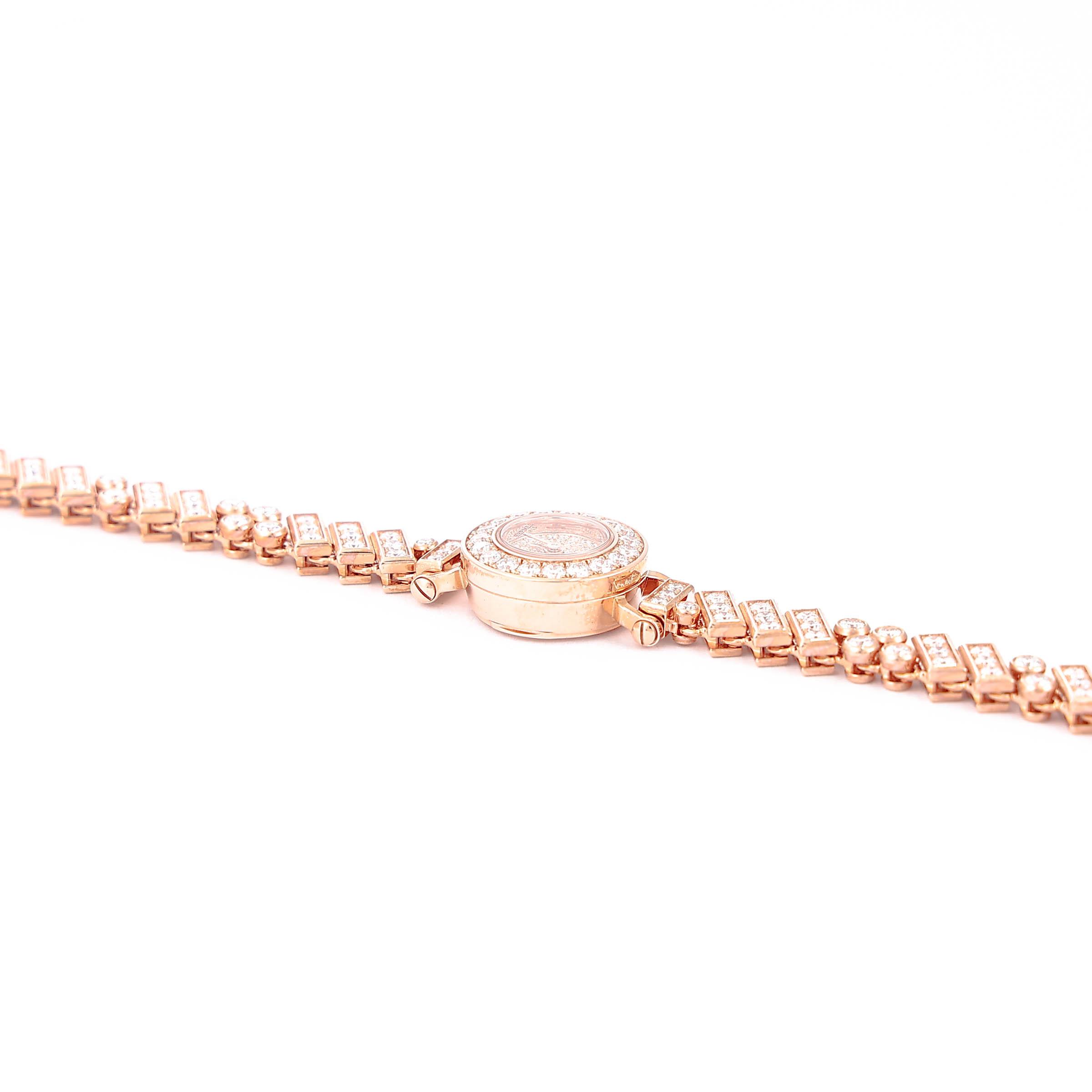 Brand New ( Rank N ) HERMÈS Faubourg Polka Ladies Watch Rose Gold Rose Gold Diamond - 12