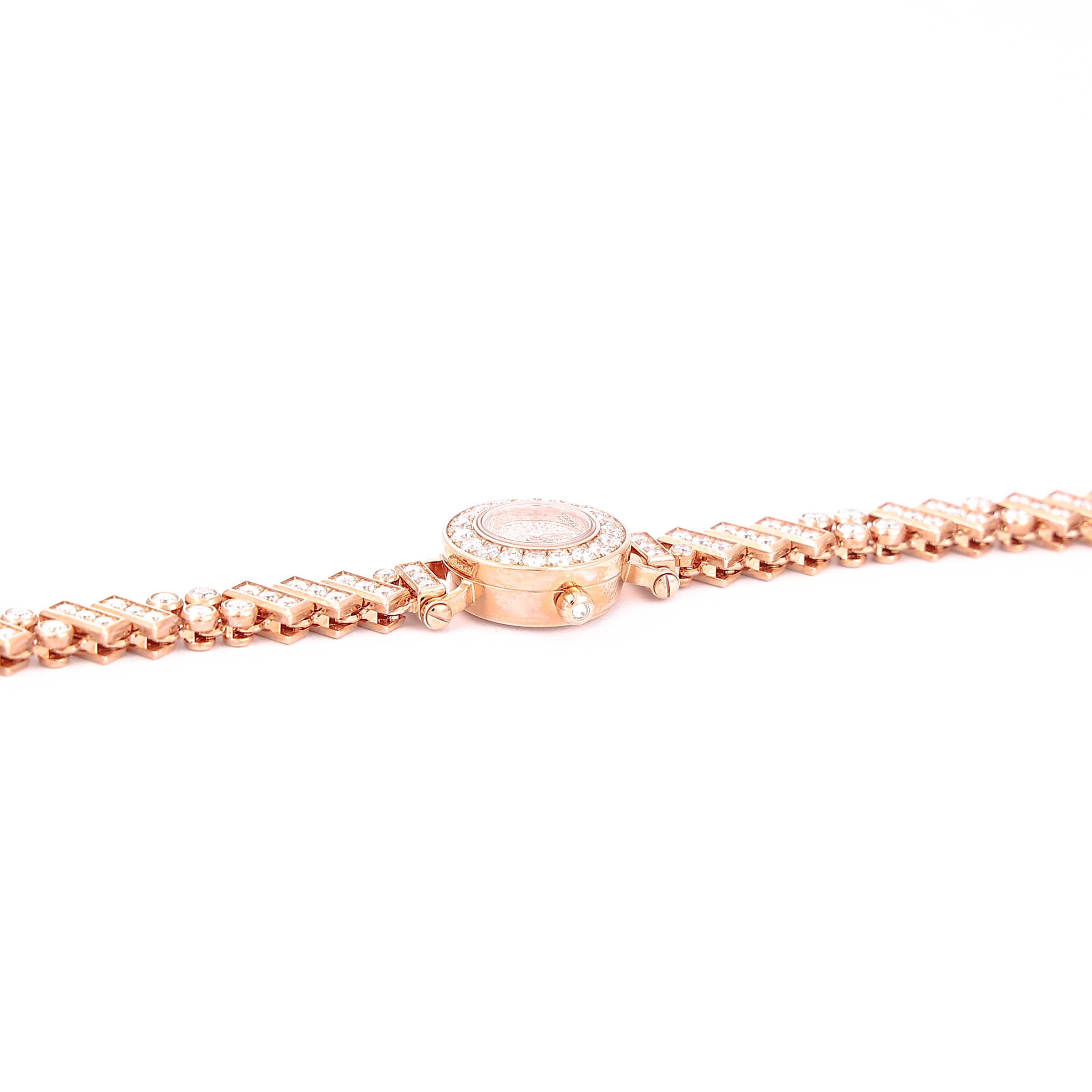 Brand New ( Rank N ) HERMÈS Faubourg Polka Ladies Watch Rose Gold Rose Gold Diamond - 11
