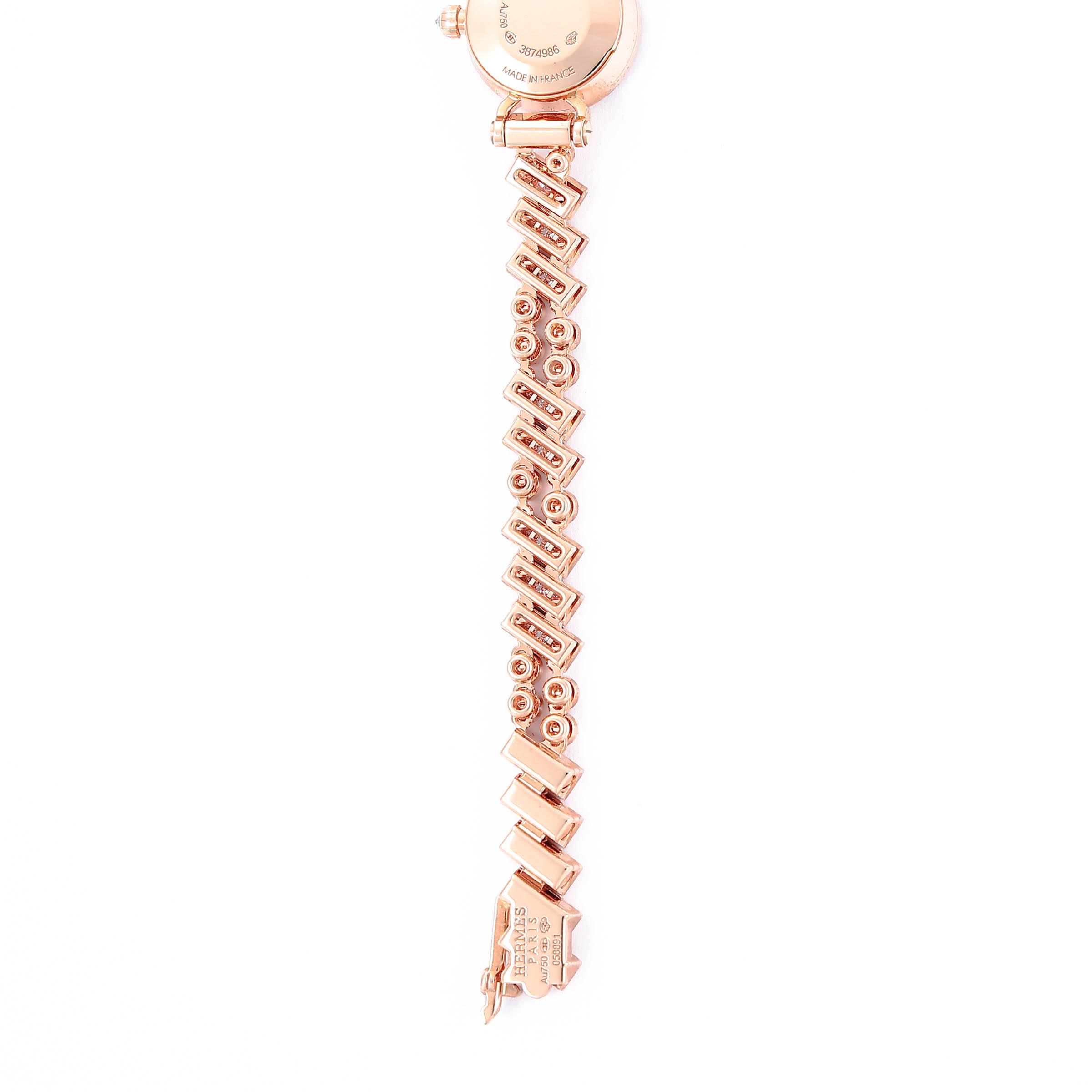 Brand New ( Rank N ) HERMÈS Faubourg Polka Ladies Watch Rose Gold Rose Gold Diamond - 9