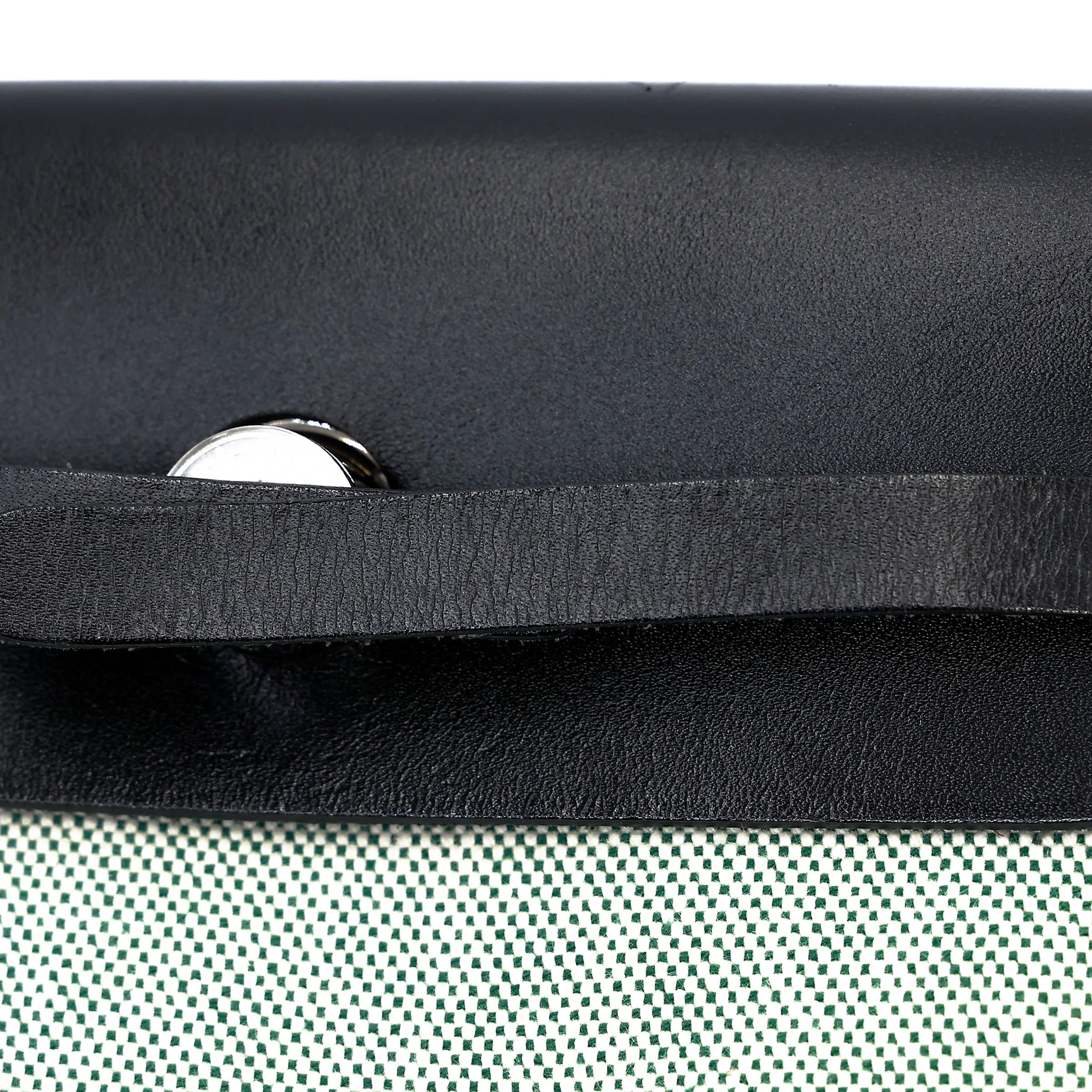 SA超美品 HERMÈS 爱马仕 Herbag Zip Mini 20 89 黑色 Noir (Black) 65 Vert Moyen 宝石绿 Vache Hunter皮 Toile H Viking帆布 银扣 K刻 2025年 - 19