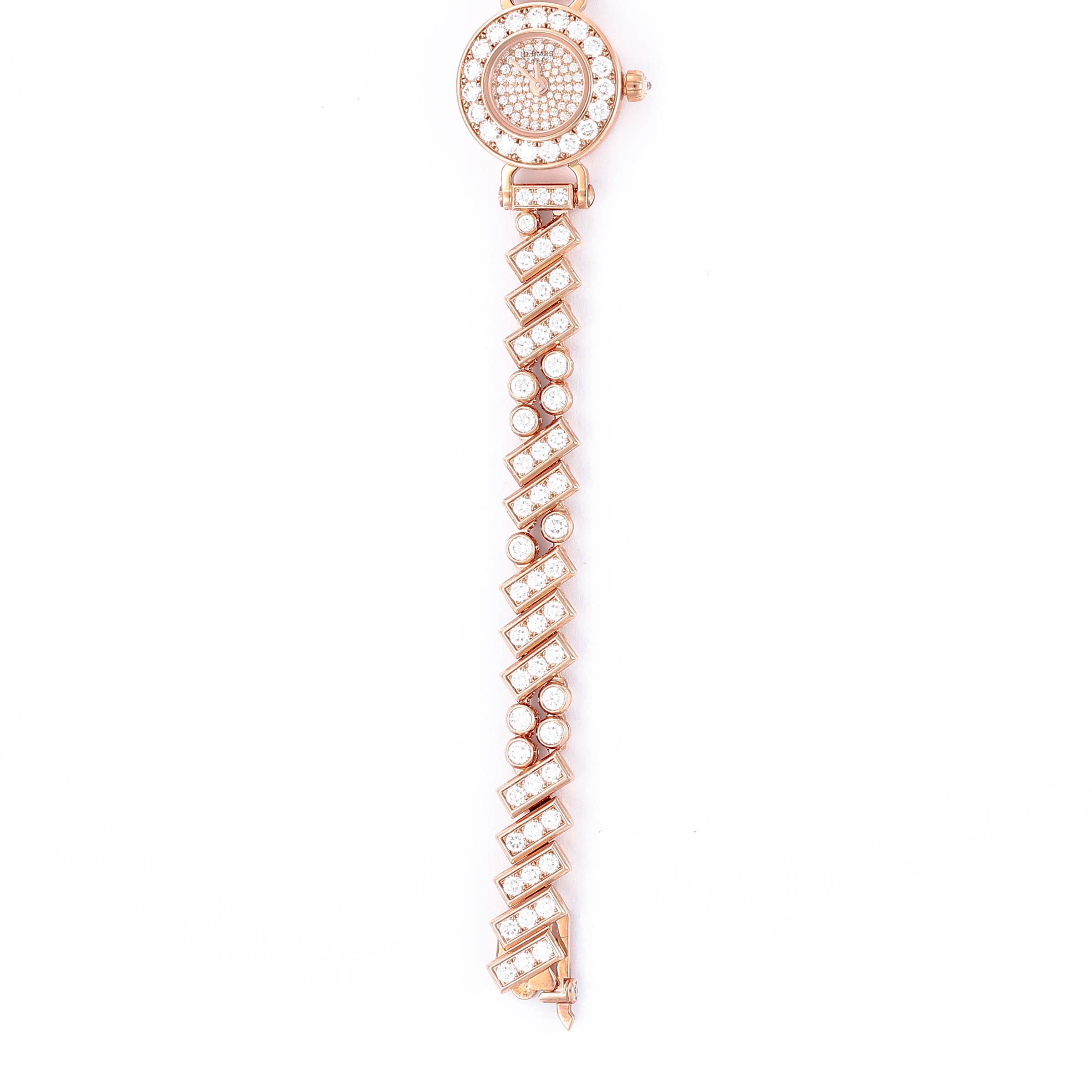 Brand New ( Rank N ) HERMÈS Faubourg Polka Ladies Watch Rose Gold Rose Gold Diamond - 5