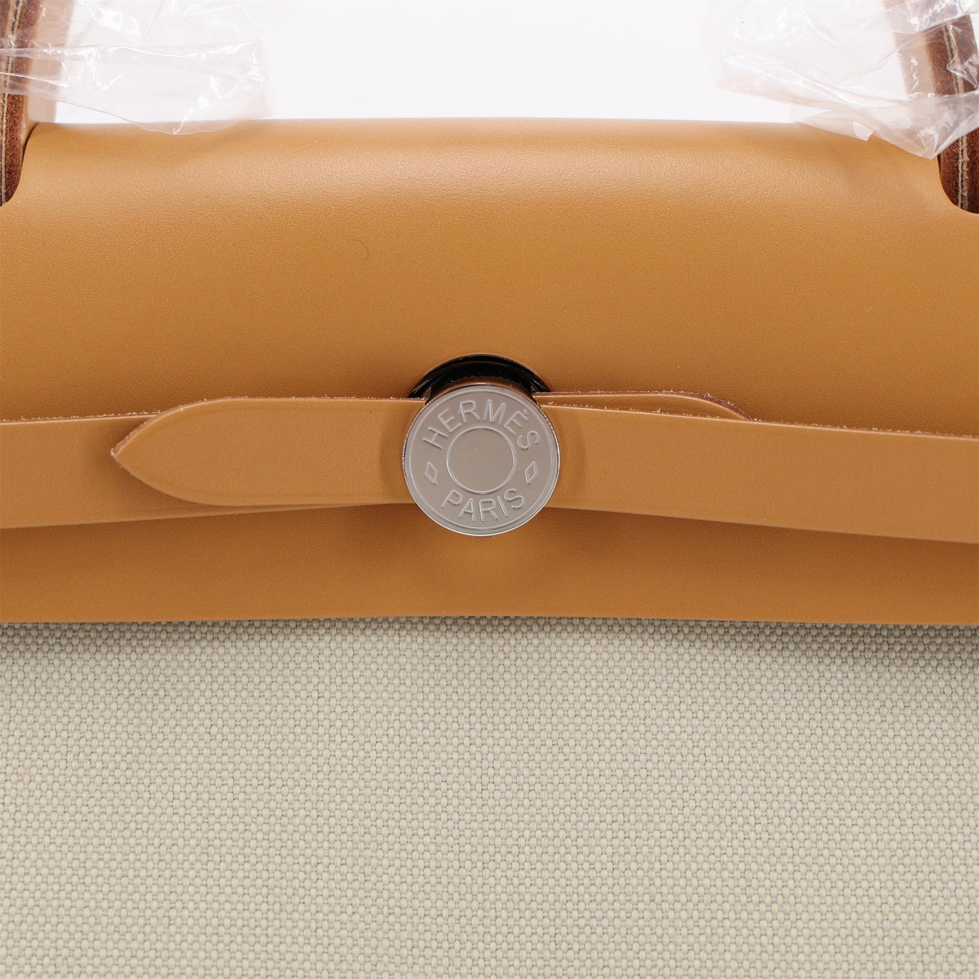 Unused ( Rank NS ) HERMÈS Herbag Zip 31 PM Natural Sable (21) Vache Hunter Toile H canvas Palladium hardware U (2022) - 8